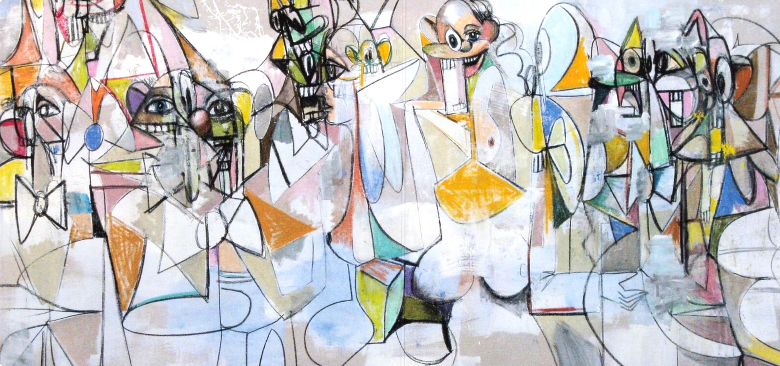 George Condo, Parallel Figures, Drawing Paintings, Limited Edition Four Color Process Print