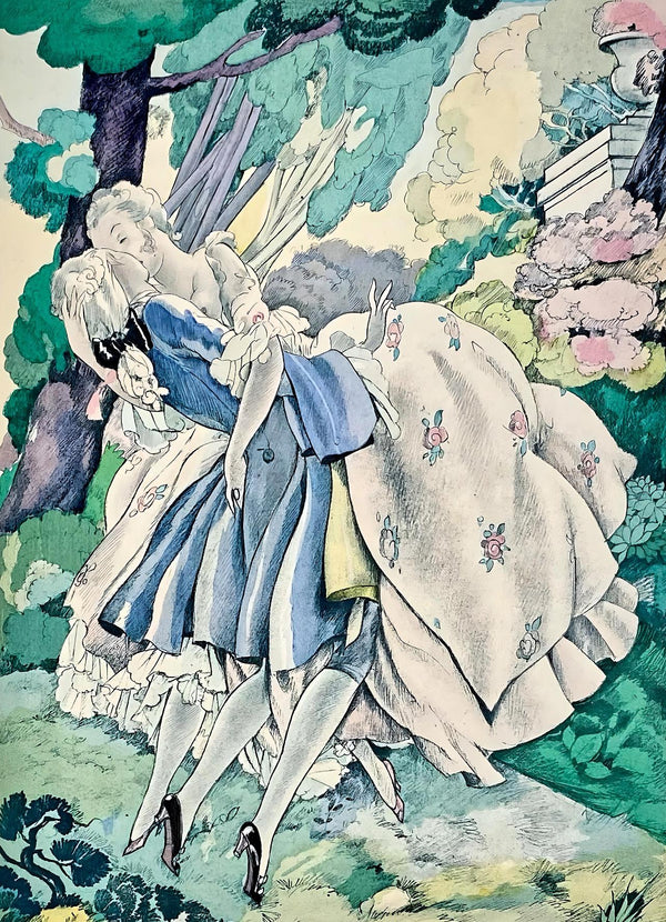 Umberto Brunelleschi, Composition, La Leçon d'amour dans un parc, Limited Edition Lithograph