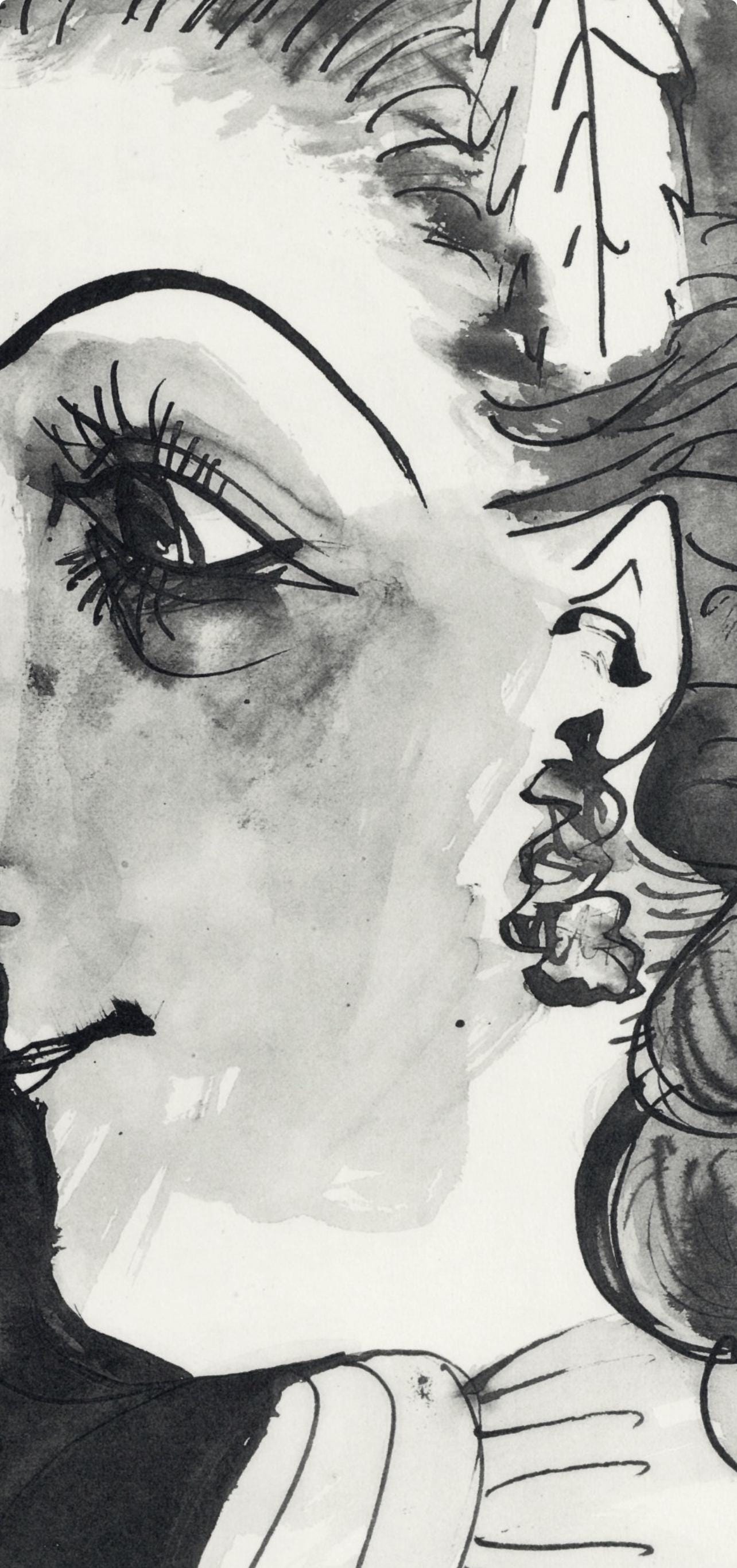 Pablo Picasso, Profil de vieille femme, trait et lavis (Cramer No. 84), 40 dessins de Picasso en marge du Buffon, Limited Edition Lithograph