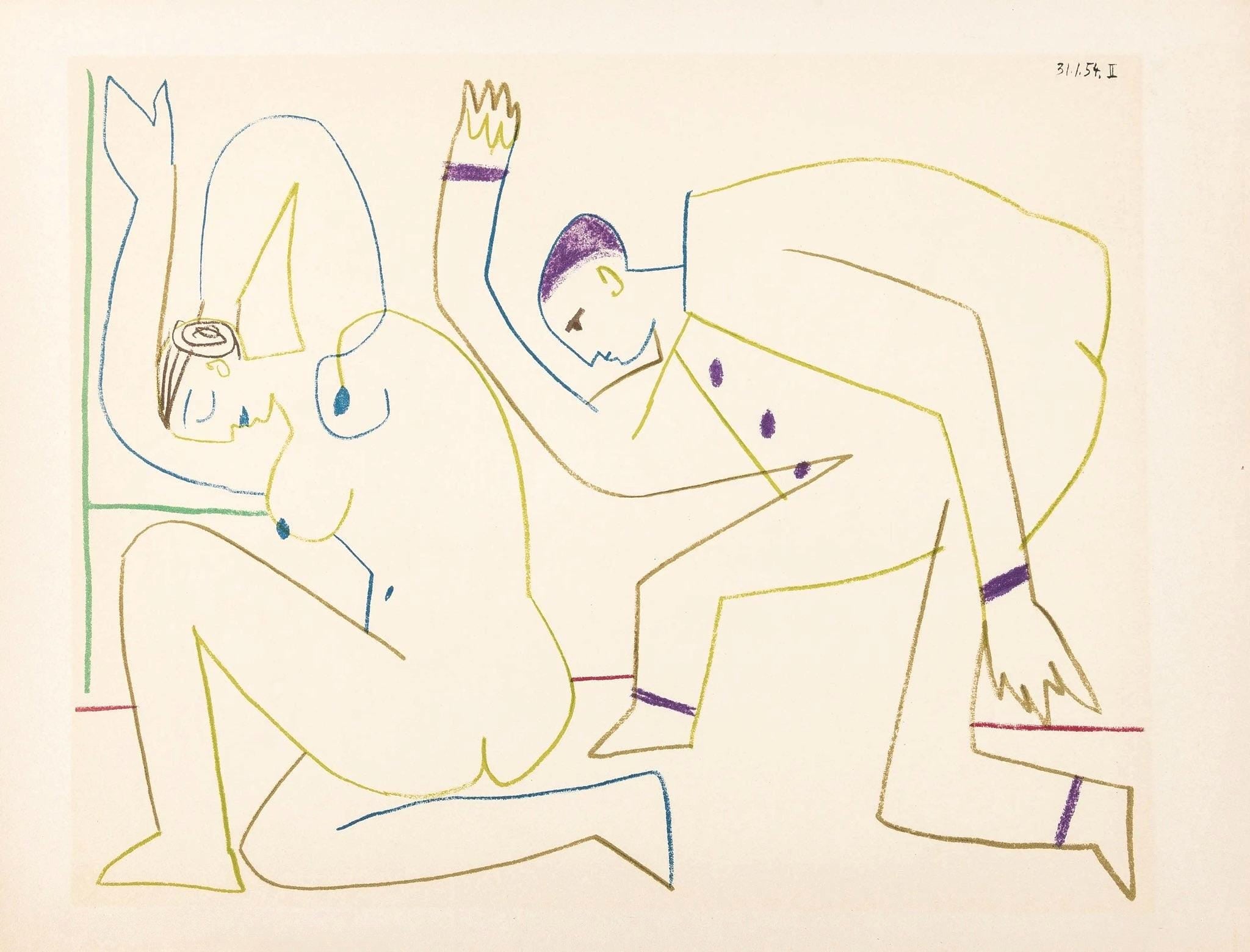 Pablo Picasso, Composition, Picasso and the Human Comedy, Verve: Revue Artistique et Littéraire, Limited Edition Lithograph
