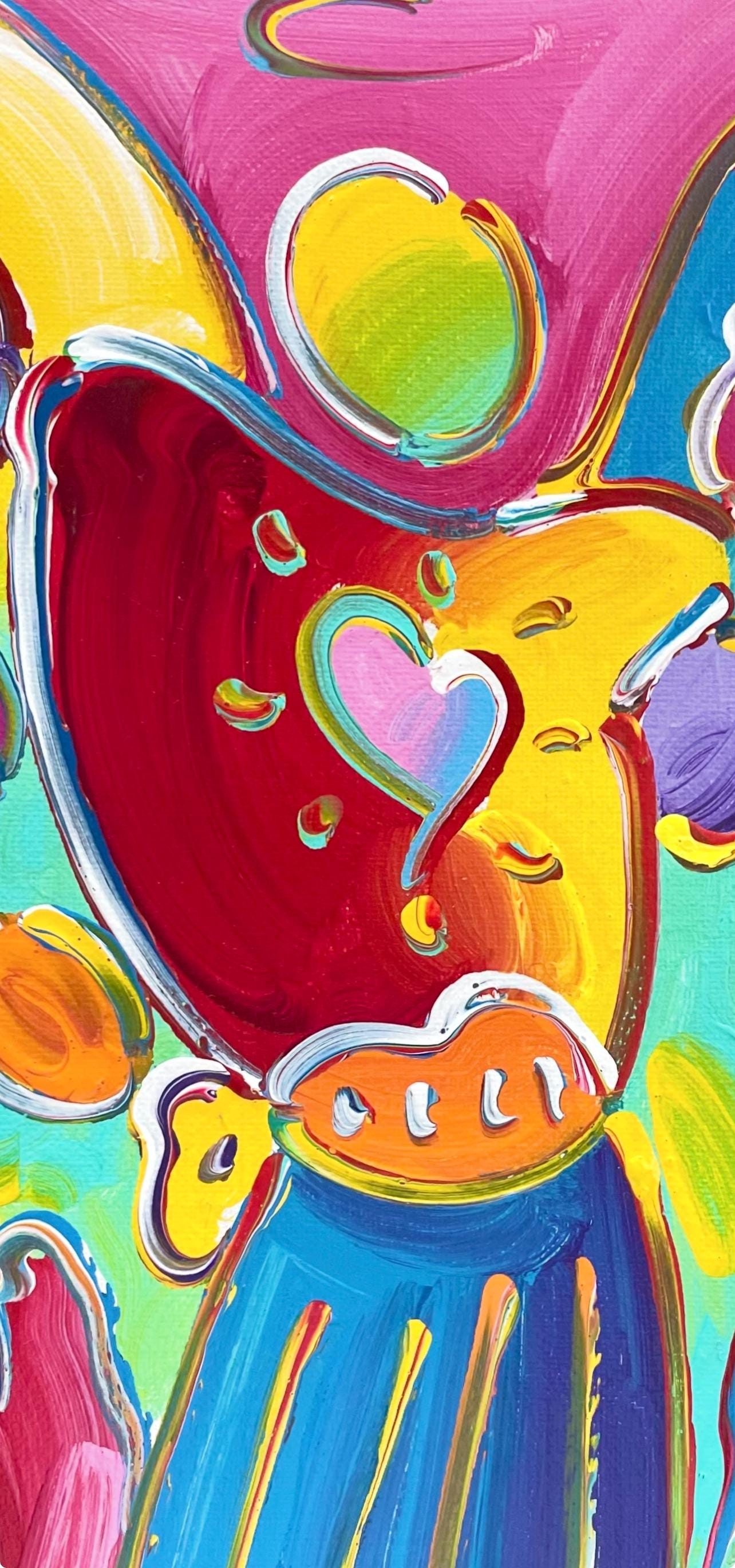 Peter Max, Angel with Heart, Ver. I, Hand Signed, Acrylic Painting