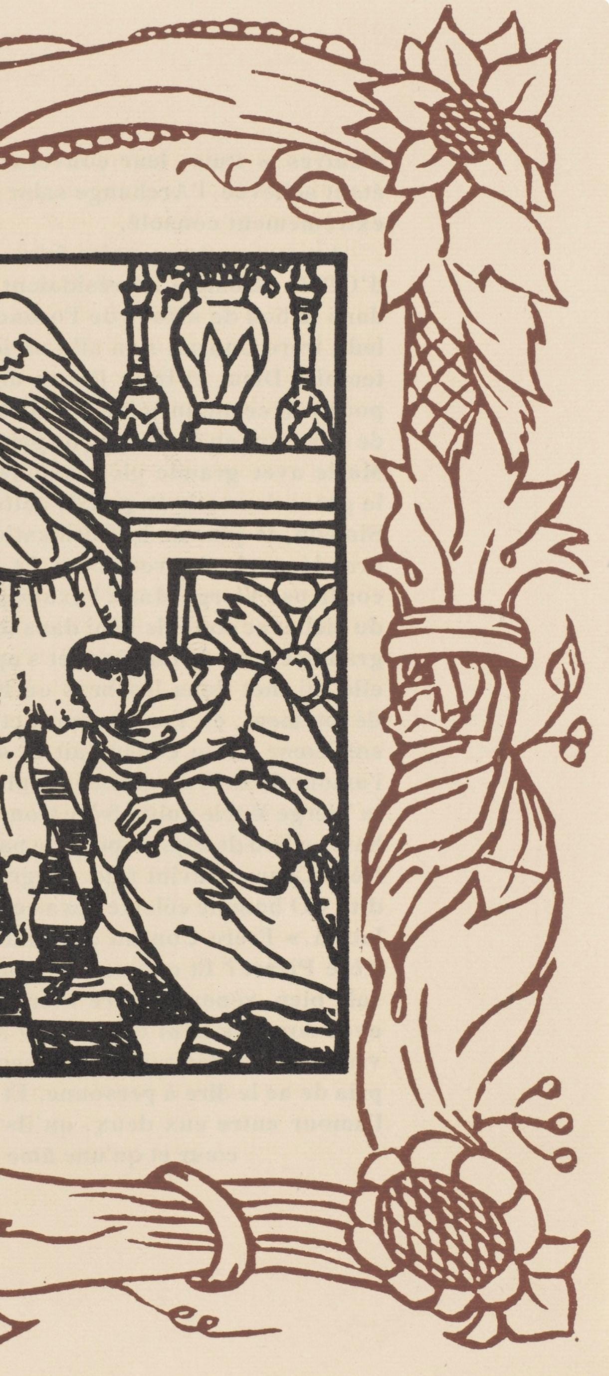 Émile Bernard, Composition (Morane, No. 100), Les Petites Fleurs de St. Françoise, Limited Edition Woodcut