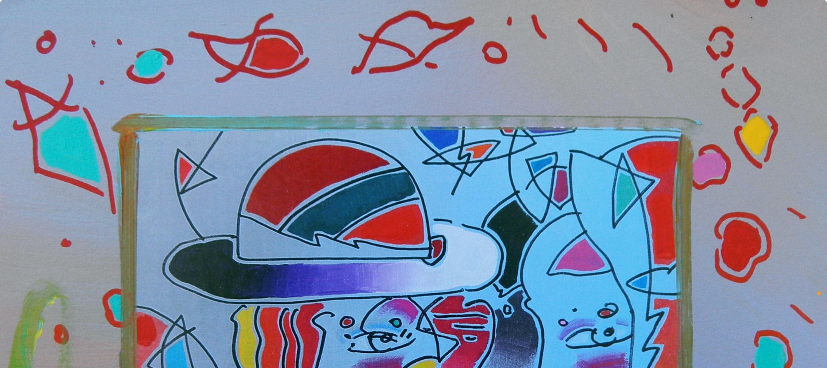 Peter Max, Zero Man in Love, Hand Signed, Mixed Media Acrylic and Lithograph Painting