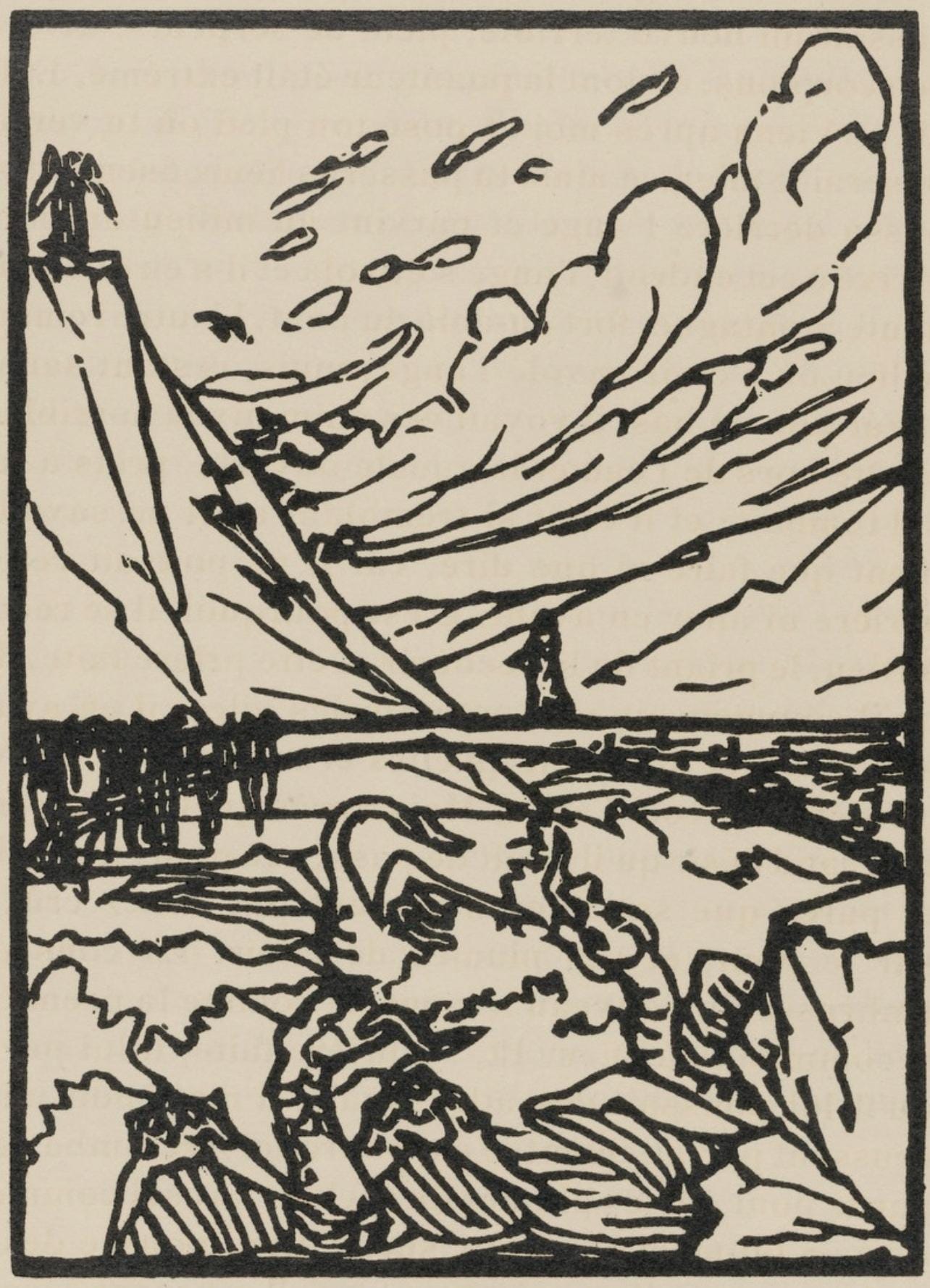 Émile Bernard, Composition (Morane, No. 100), Les Petites Fleurs de St. Françoise, Limited Edition Woodcut
