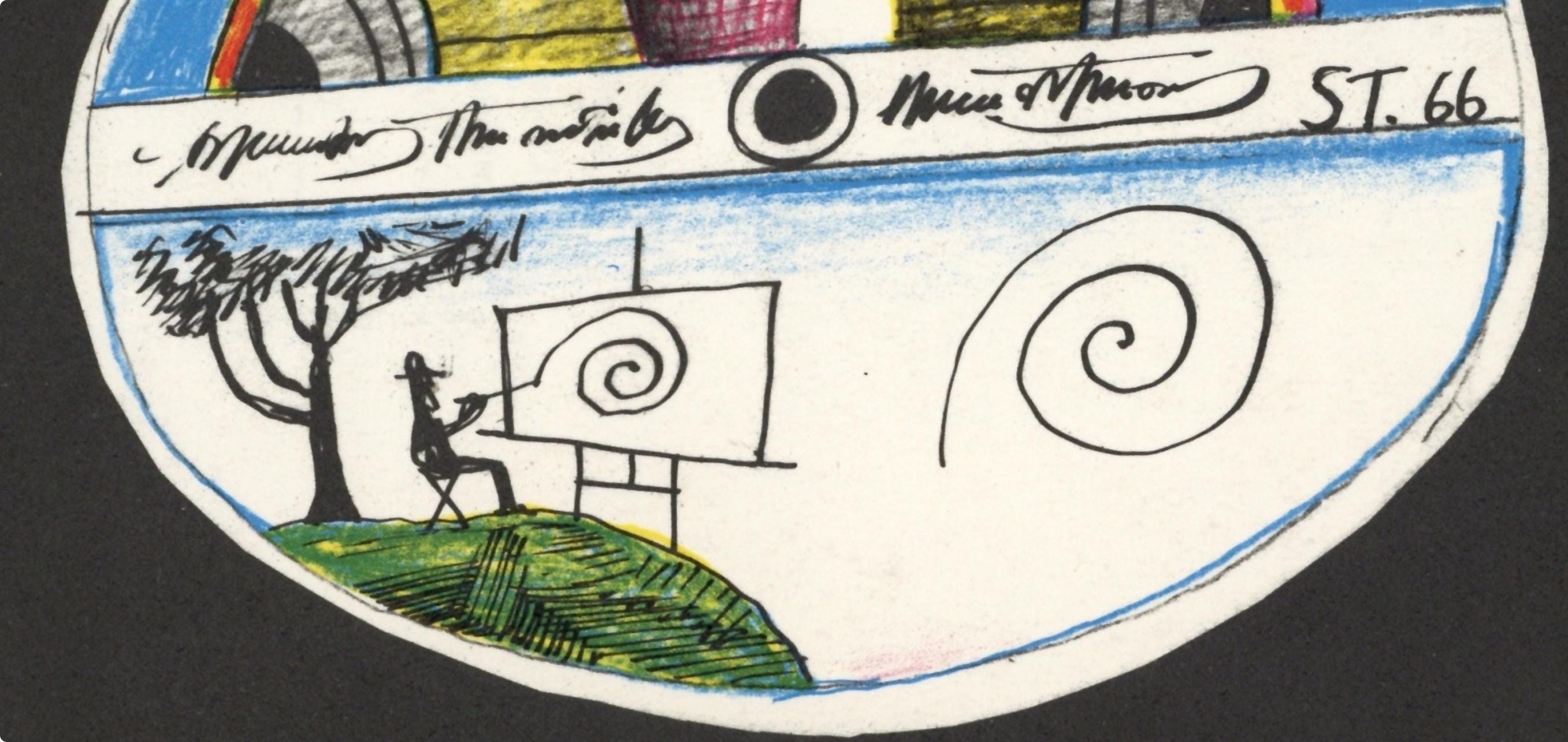 Saul Steinberg, Composition, Derrière le miroir, Limited Edition Lithograph