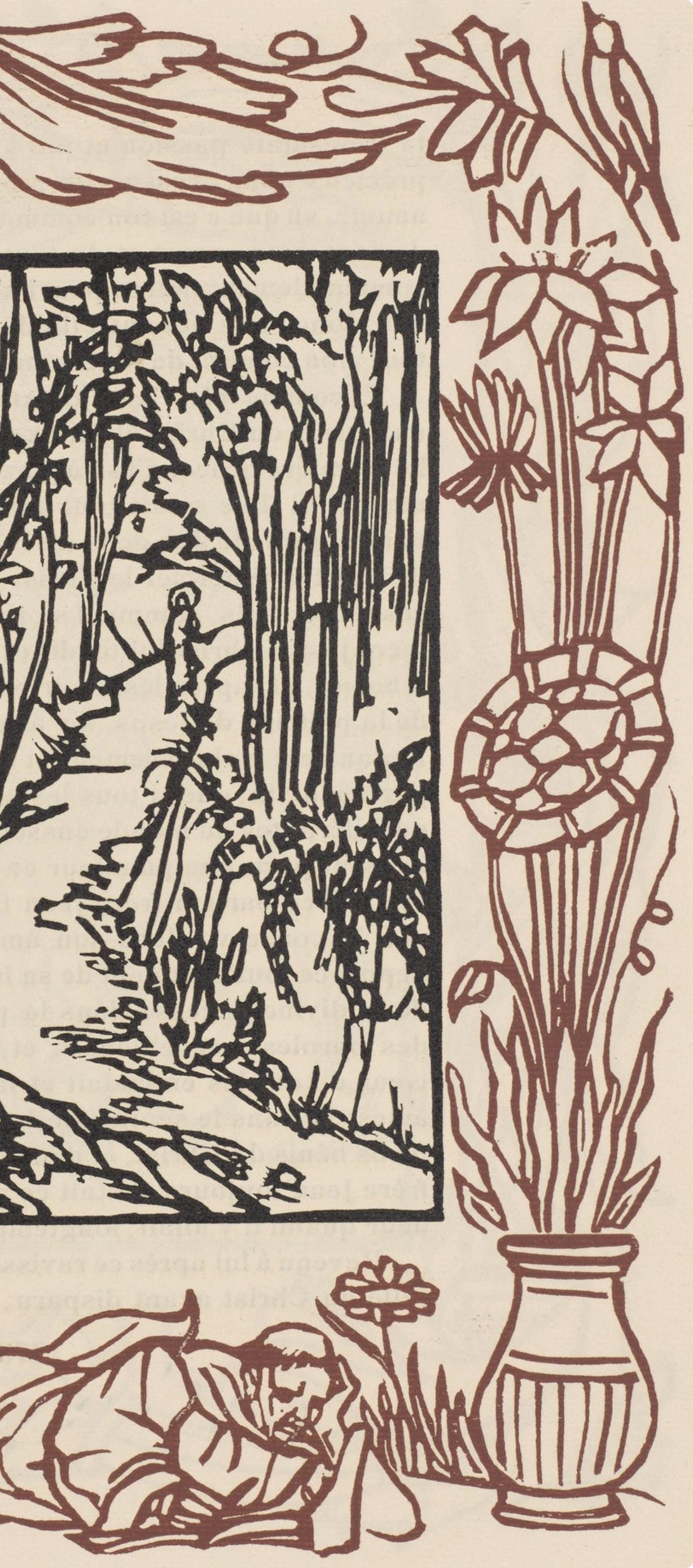 Émile Bernard, Composition (Morane, No. 100), Les Petites Fleurs de St. Françoise, Limited Edition Woodcut