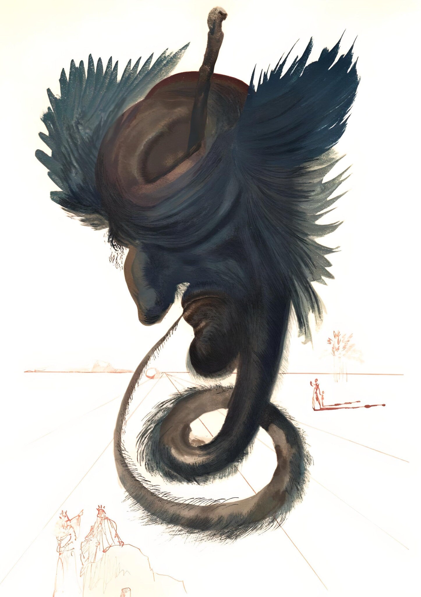 Salvador Dali, The Black Cherub (Michler/Löpsinger 1039-1138; Field 189-200), La Divine Comédie, Limited Edition Woodcut