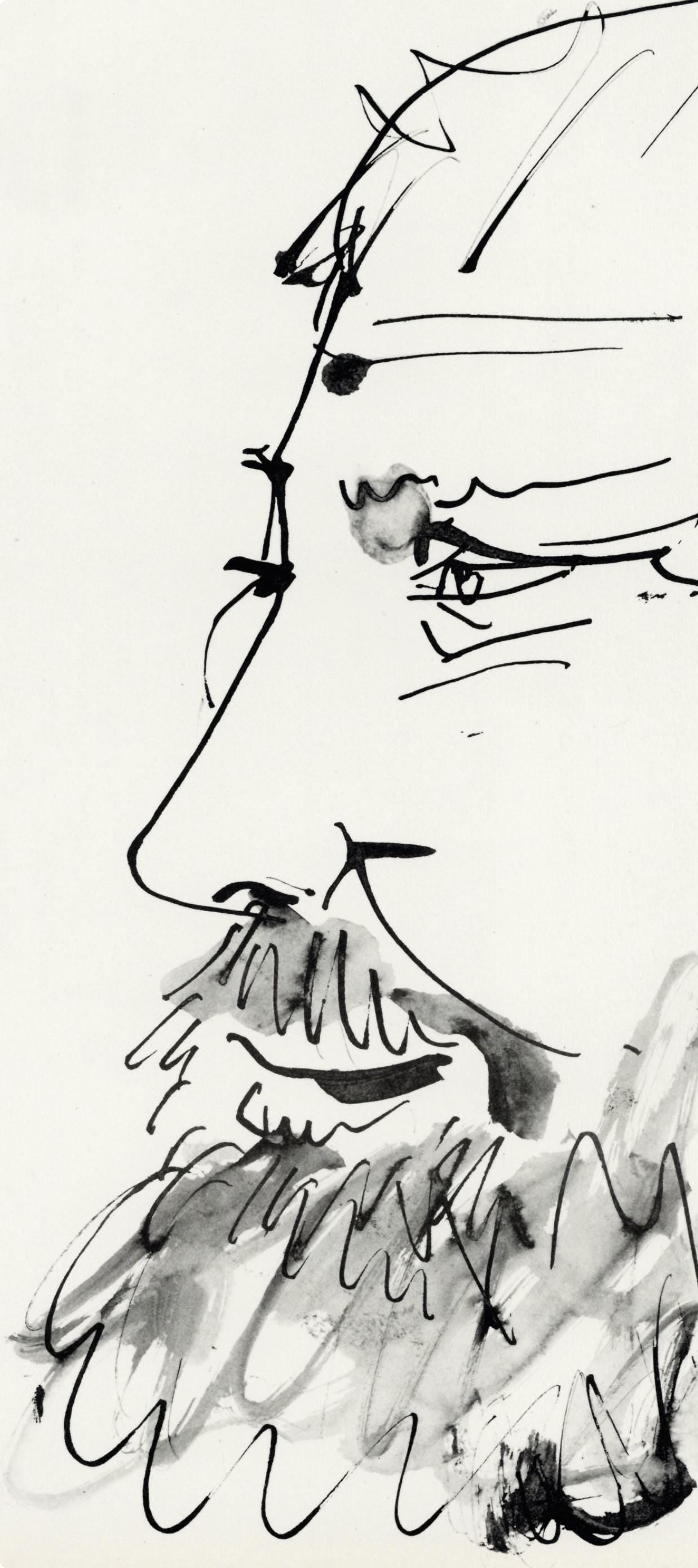 Pablo Picasso, Profil gauche de vieil homme (Cramer No. 84), 40 dessins de Picasso en marge du Buffon, Limited Edition Lithograph