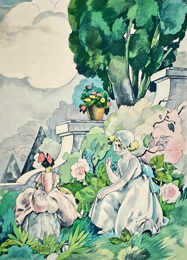 Umberto Brunelleschi, Composition, La Leçon d'amour dans un parc, Limited Edition Lithograph