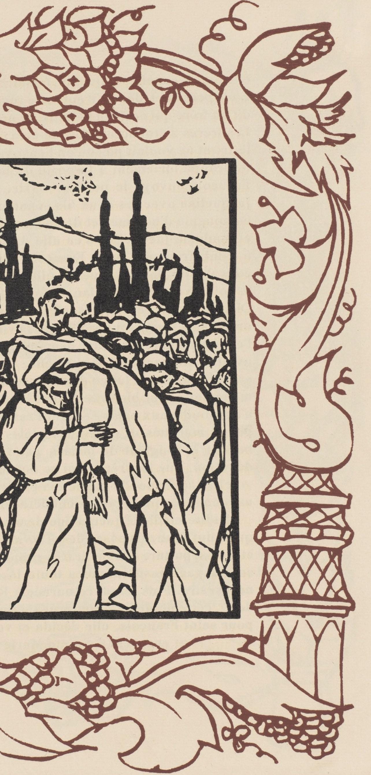 Émile Bernard, Composition (Morane, No. 100), Les Petites Fleurs de St. Françoise, Limited Edition Woodcut