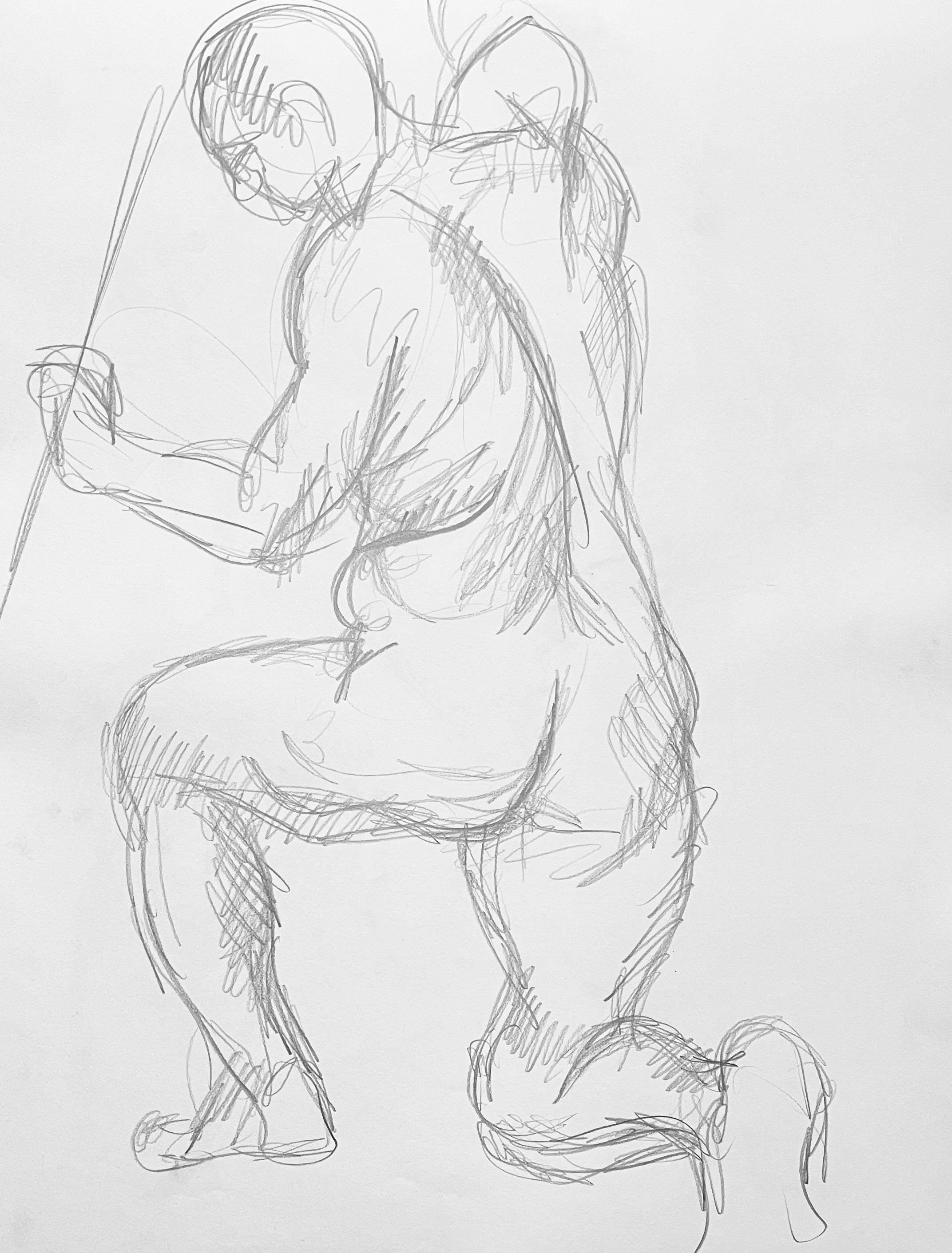 Ian Hornak, Renaissance Male Nude Figure Study, 1963, Original Drawing