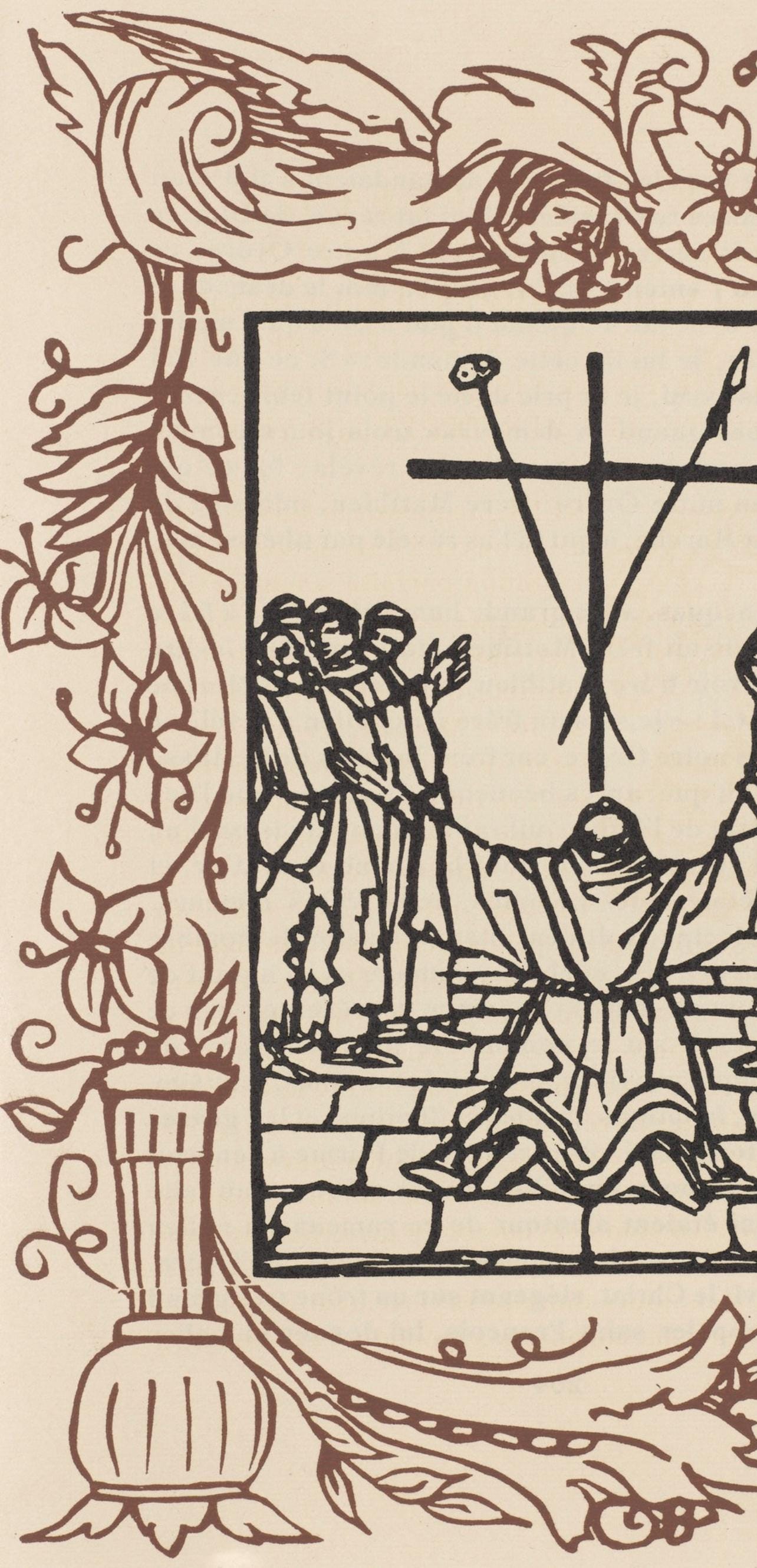 Émile Bernard, Composition (Morane, No. 100), Les Petites Fleurs de St. Françoise, Limited Edition Woodcut