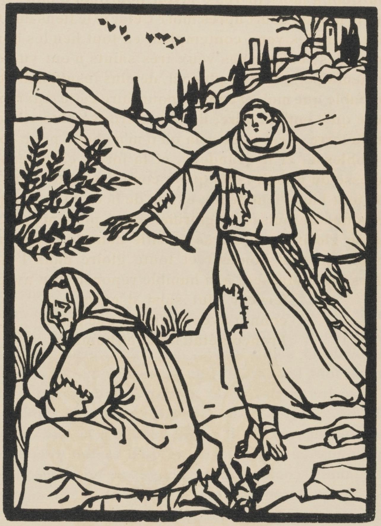 Émile Bernard, Composition (Morane, No. 100), Les Petites Fleurs de St. Françoise, Limited Edition Woodcut