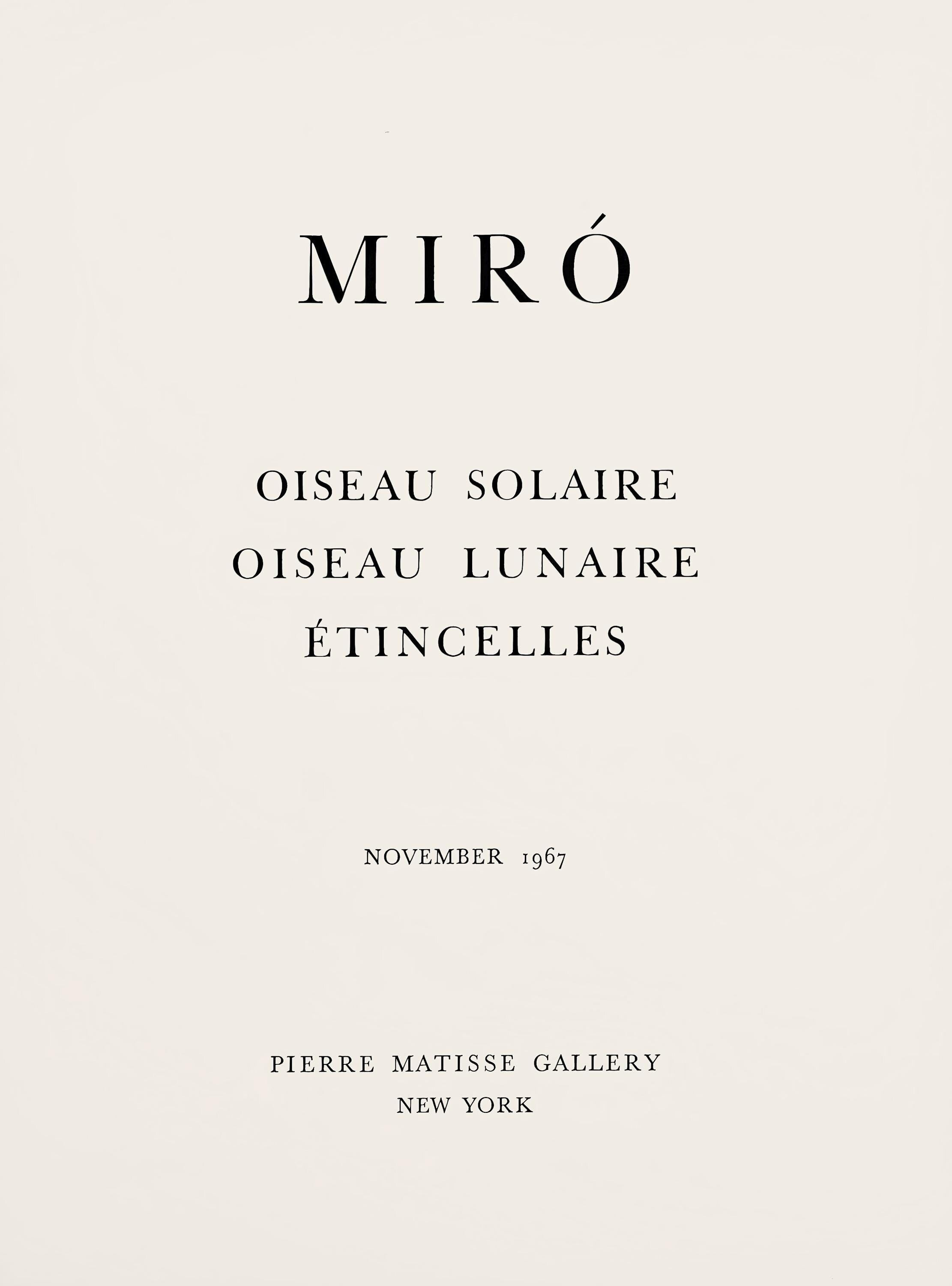 Joan Miró, Composition, Miró, Oiseau Solaire, Oiseau Lunaire, Étincelles, Limited Edition Lithograph