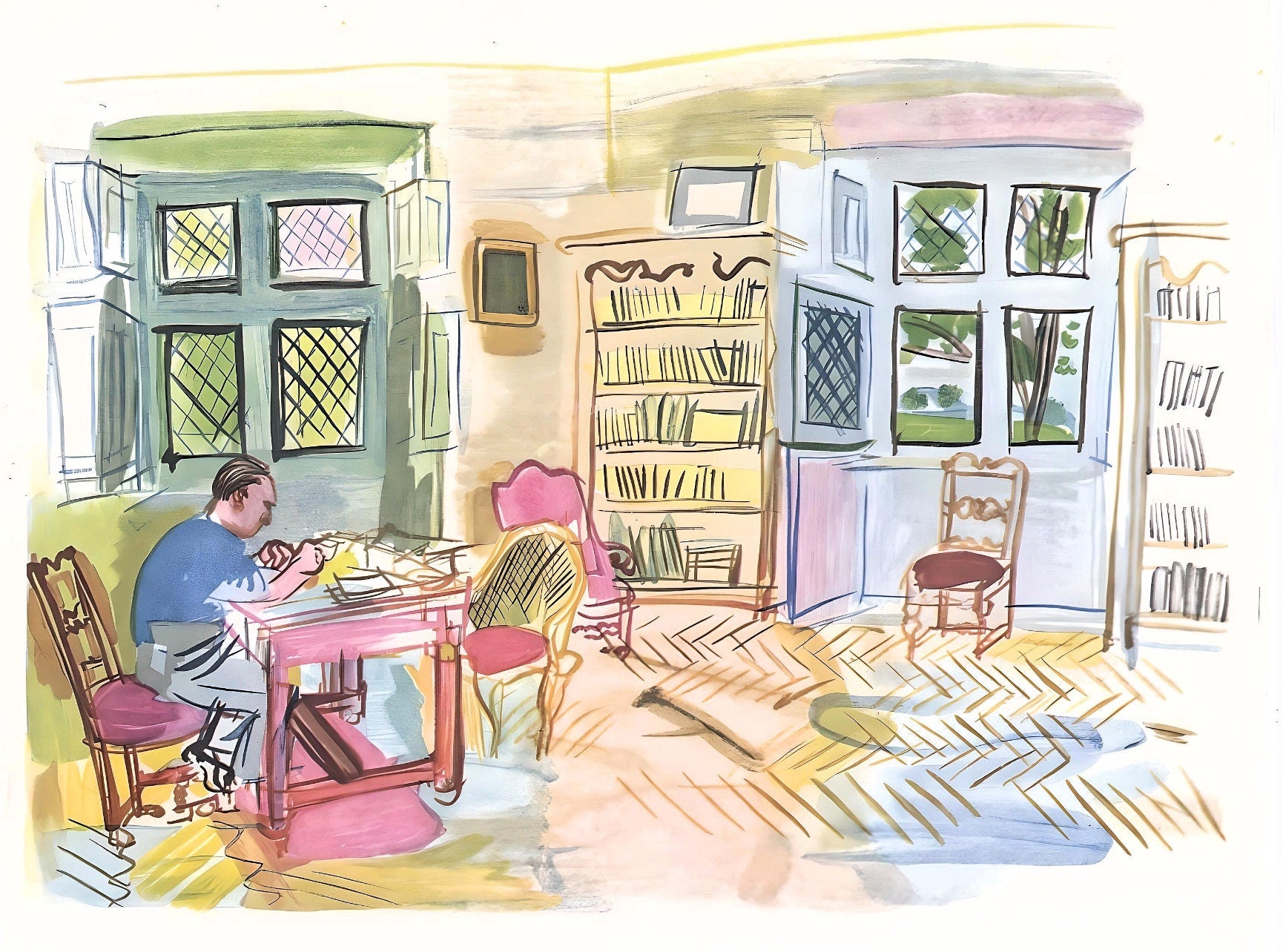 Raoul Dufy, L'auteur dans son cabinet de travail, Vacances forcées