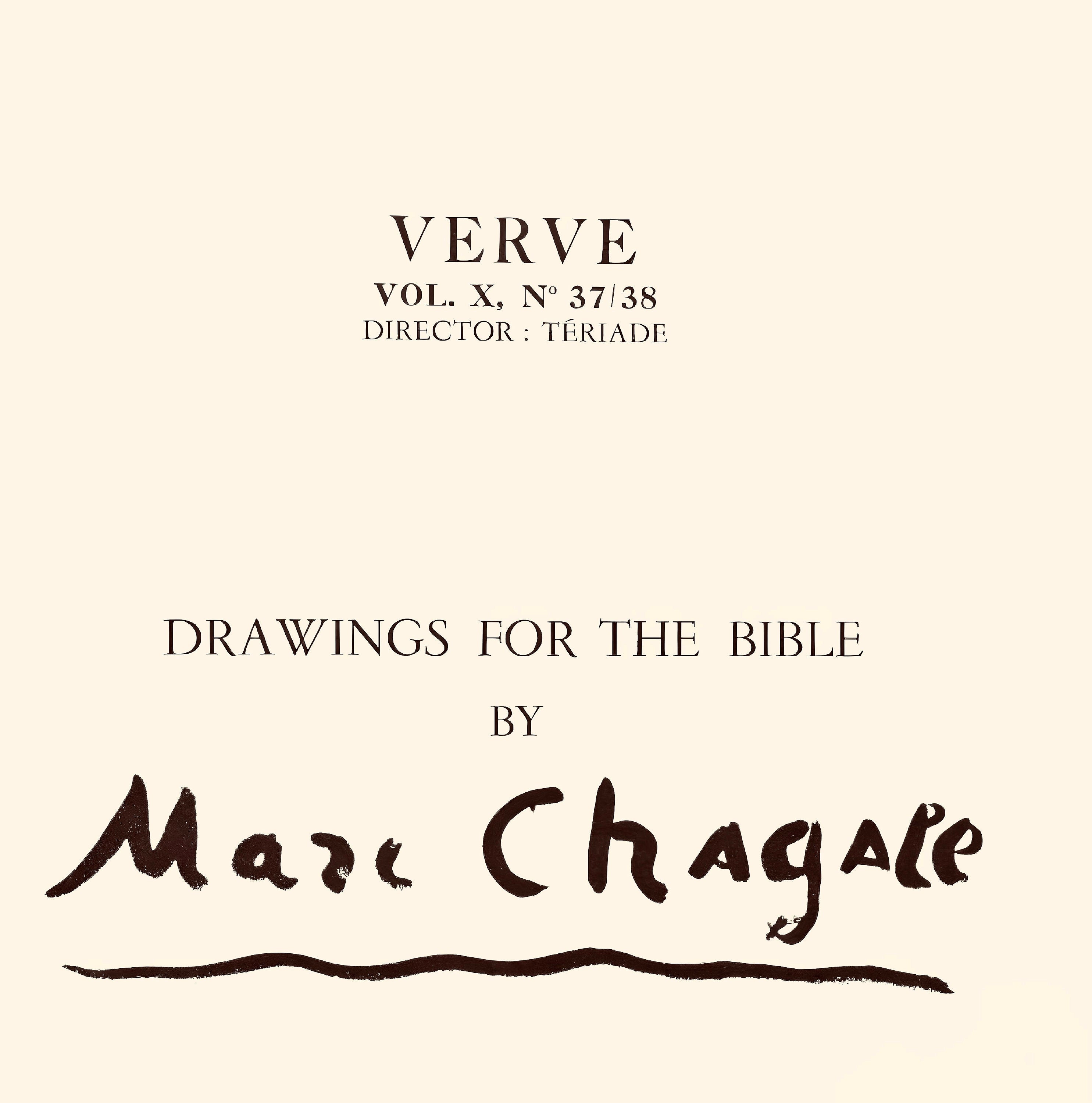 Marc Chagall, The face of Israel (Mourlot 117-46; Cramer 25), Drawings from the Bible, Verve: Revue, Limited Edition Lithograph