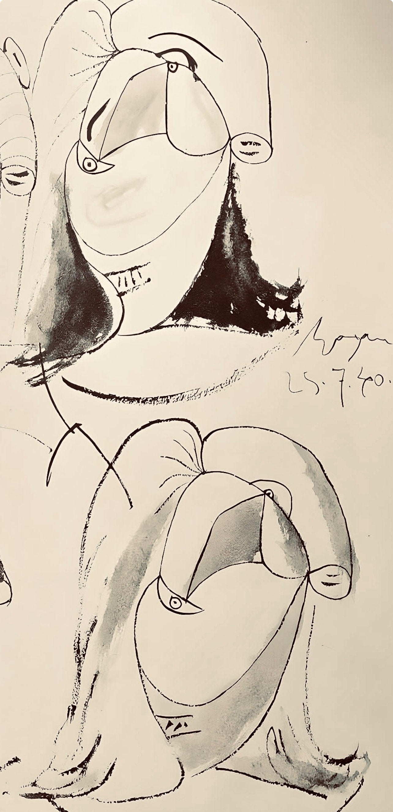 Pablo Picasso, Composition, Carnet de dessins de Picasso, Cahiers d’Art, Limited Edition Lithograph