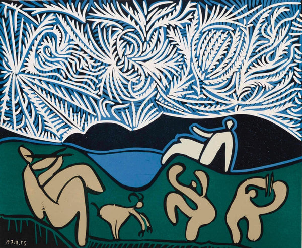 Pablo Picasso, Bacchanal with Kid and Spectator (Orozco 214), Grabados al linóleo, Limited Edition Linocut