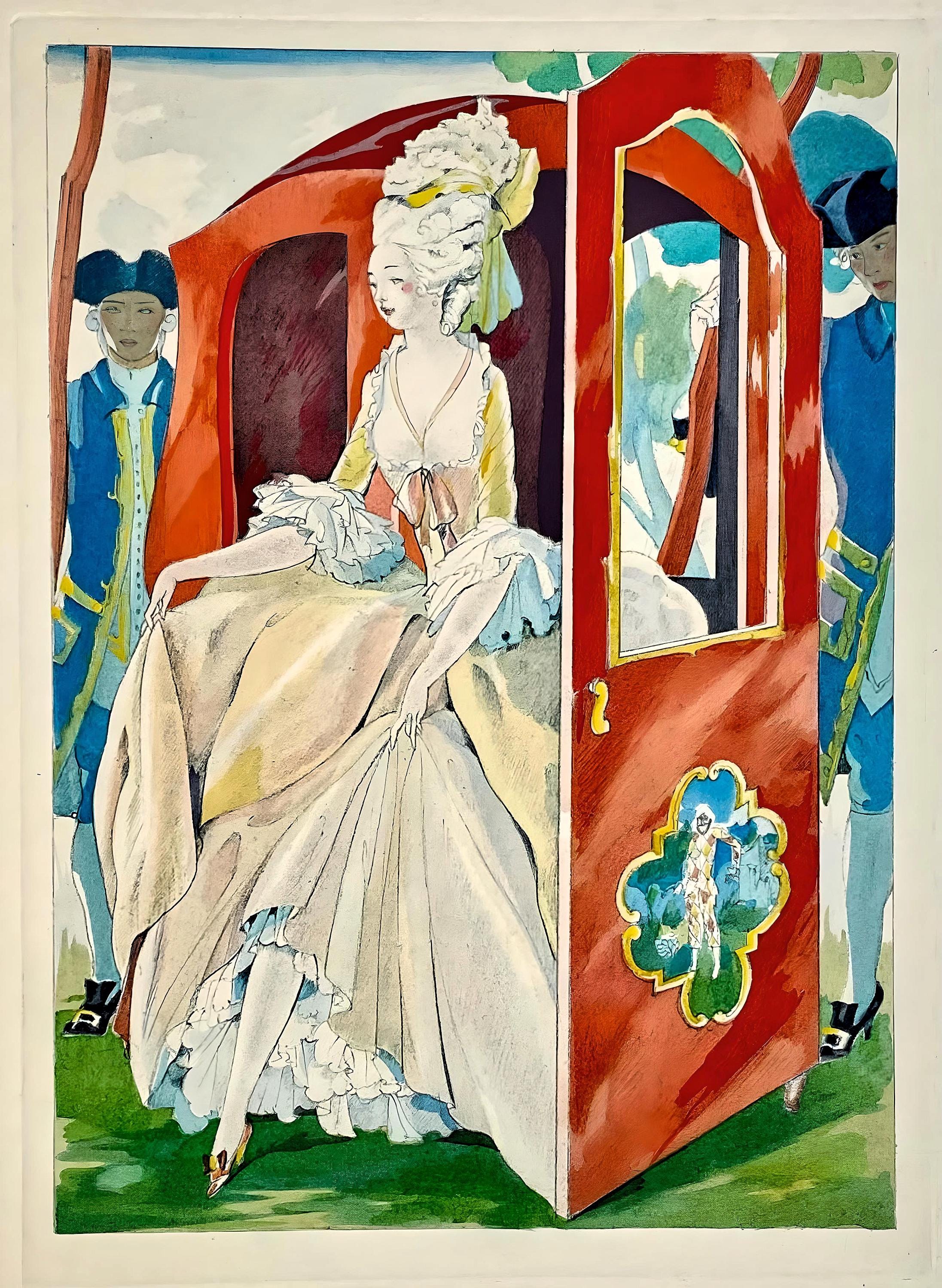 Umberto Brunelleschi, Composition, La Leçon d'amour dans un parc, Limited Edition Lithograph
