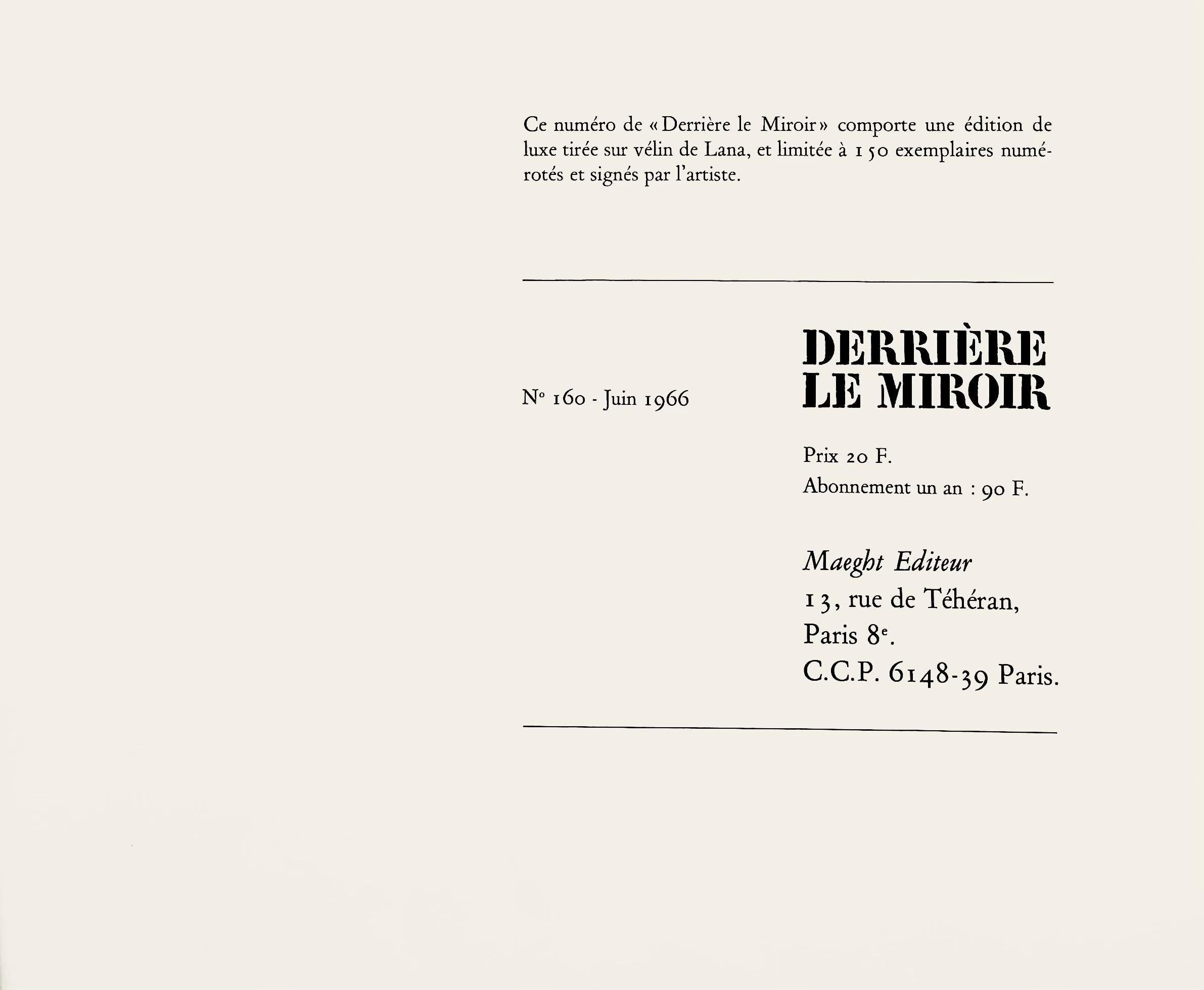 Jean-Paul Riopelle, Composition, Derrière le miroir, Limited Edition Lithograph