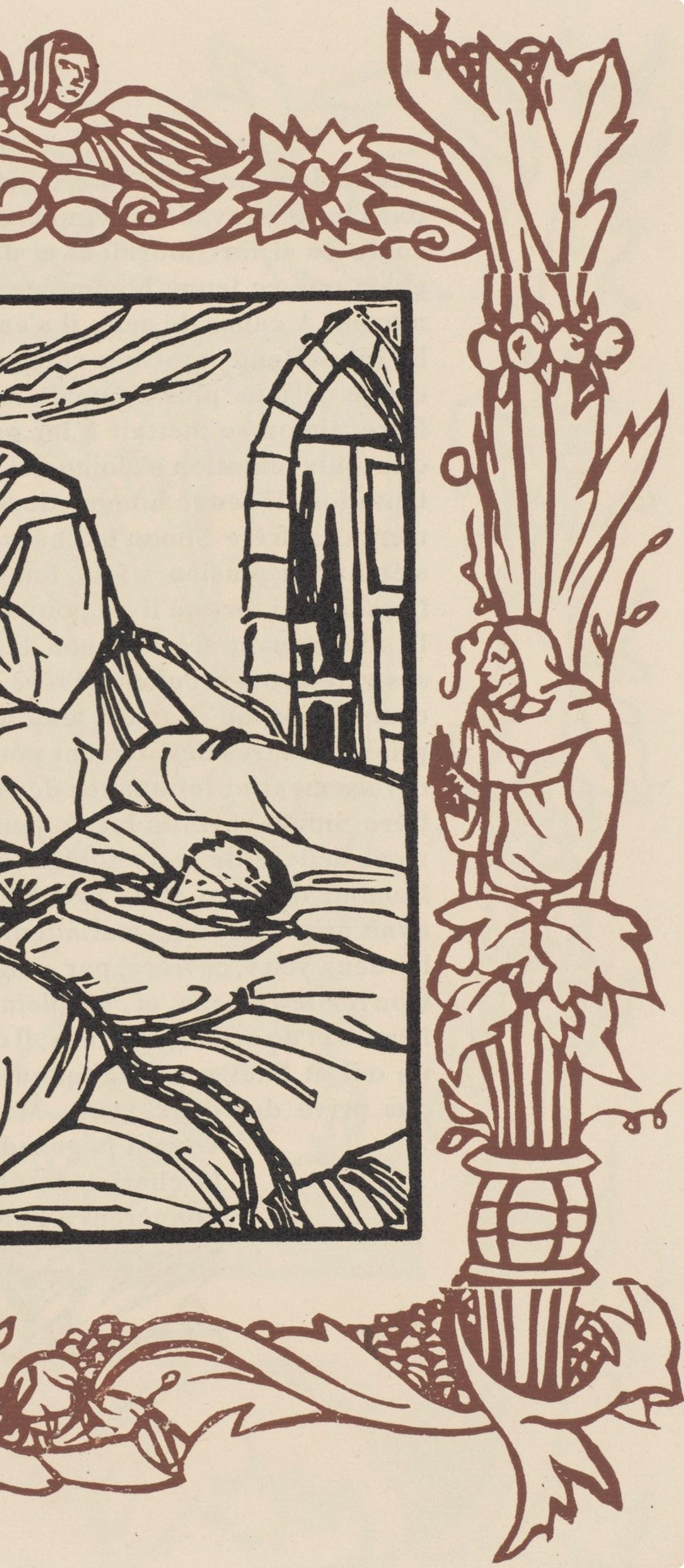 Émile Bernard, Composition (Morane, No. 100), Les Petites Fleurs de St. Françoise, Limited Edition Woodcut