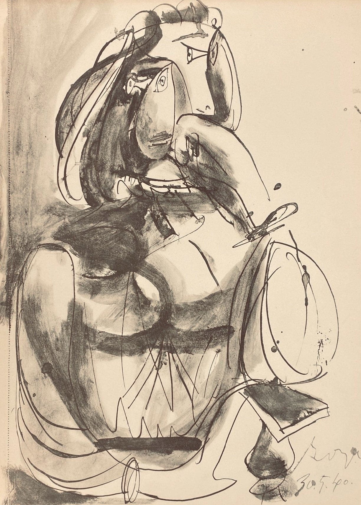 Pablo Picasso, Composition, Carnet de dessins de Picasso, Cahiers d’Art, Limited Edition Lithograph