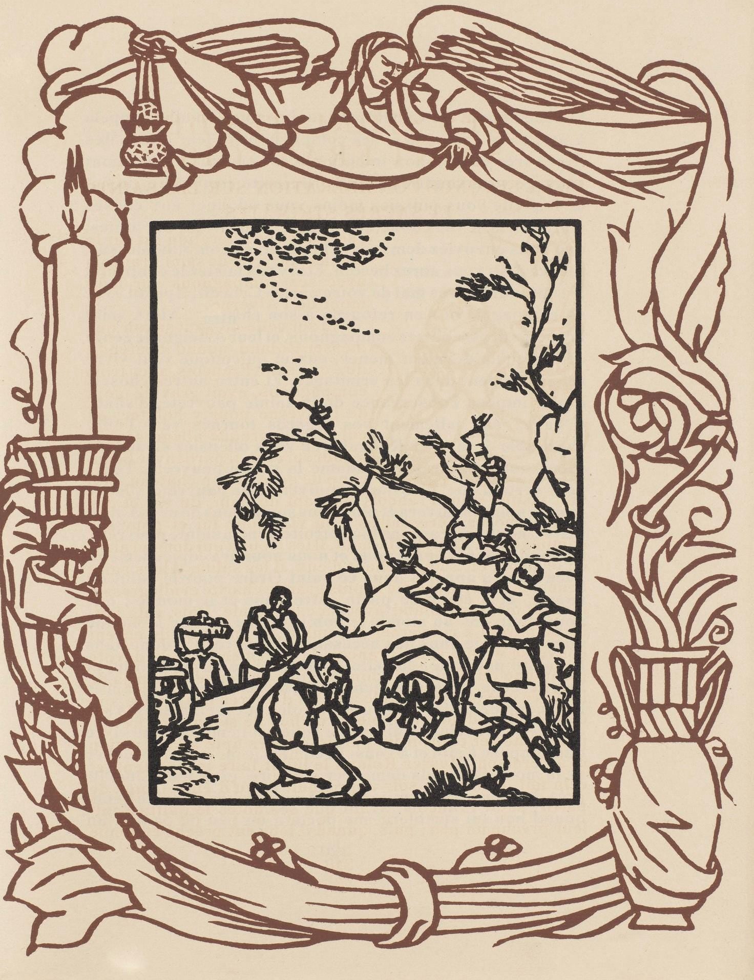 Émile Bernard, Composition (Morane, No. 100), Les Petites Fleurs de St. Françoise, Limited Edition Woodcut