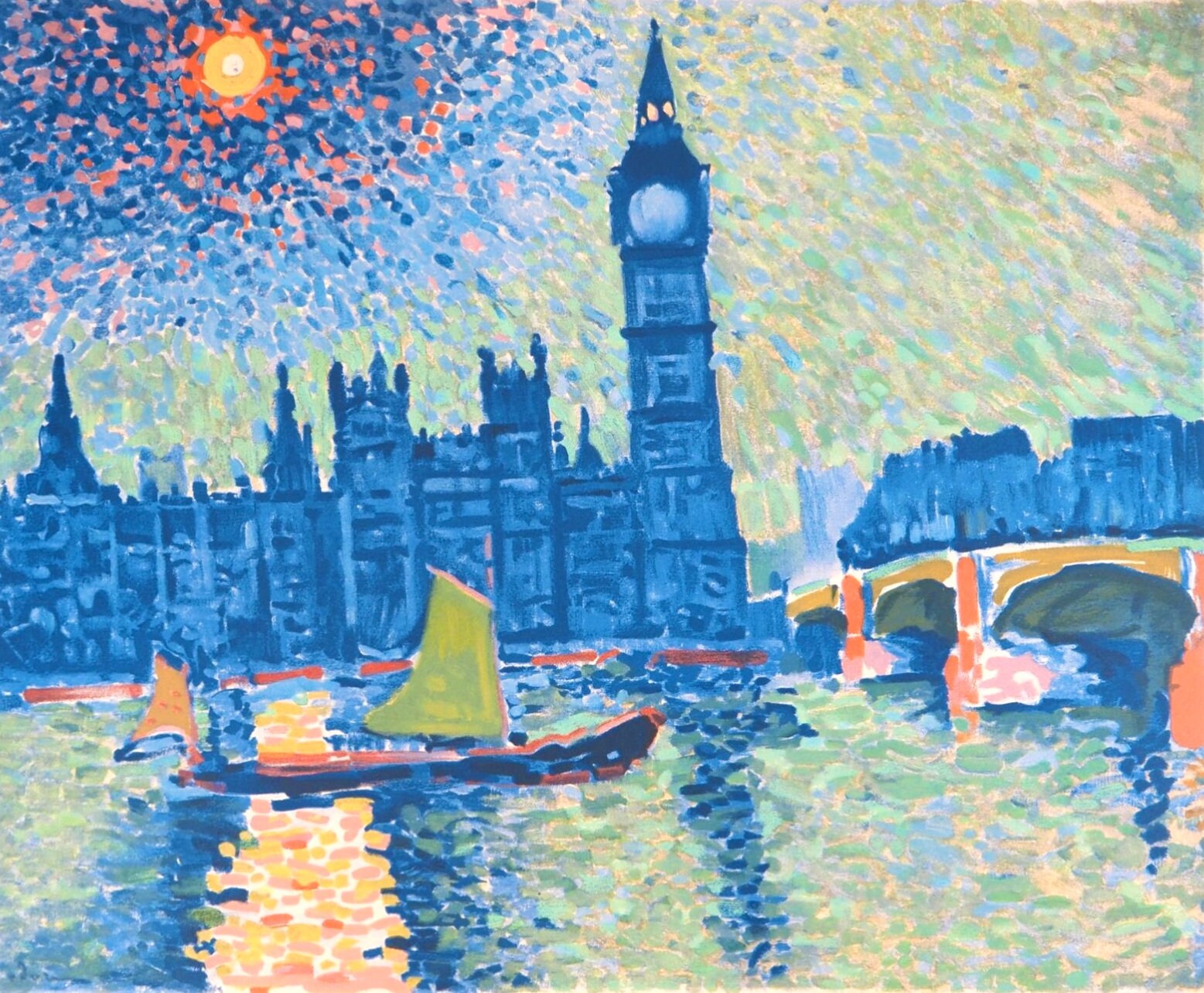 André Derain, Londres, La Tamise et Big Ben, Fauves, Collection Pierre Lévy, Limited Edition Lithograph