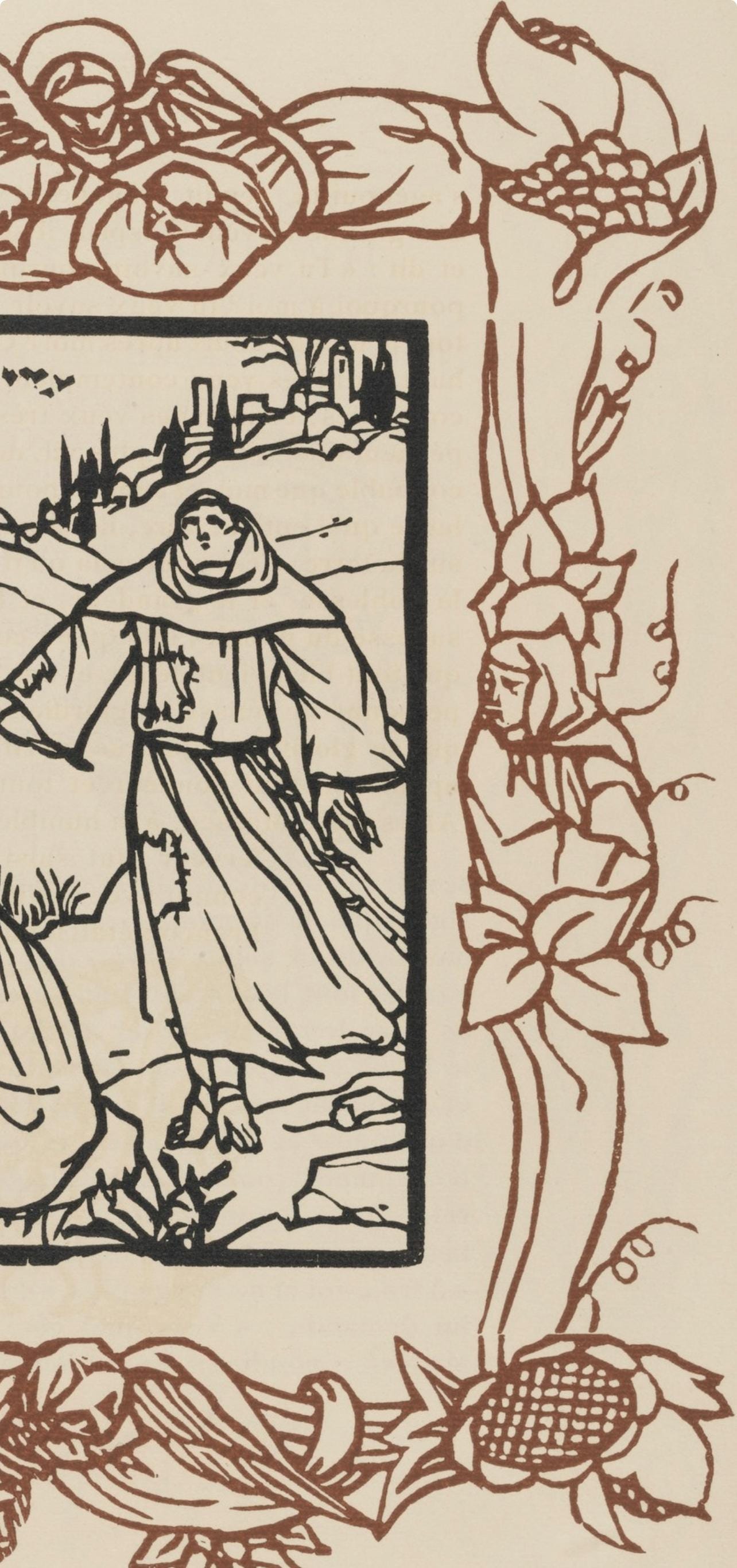 Émile Bernard, Composition (Morane, No. 100), Les Petites Fleurs de St. Françoise, Limited Edition Woodcut