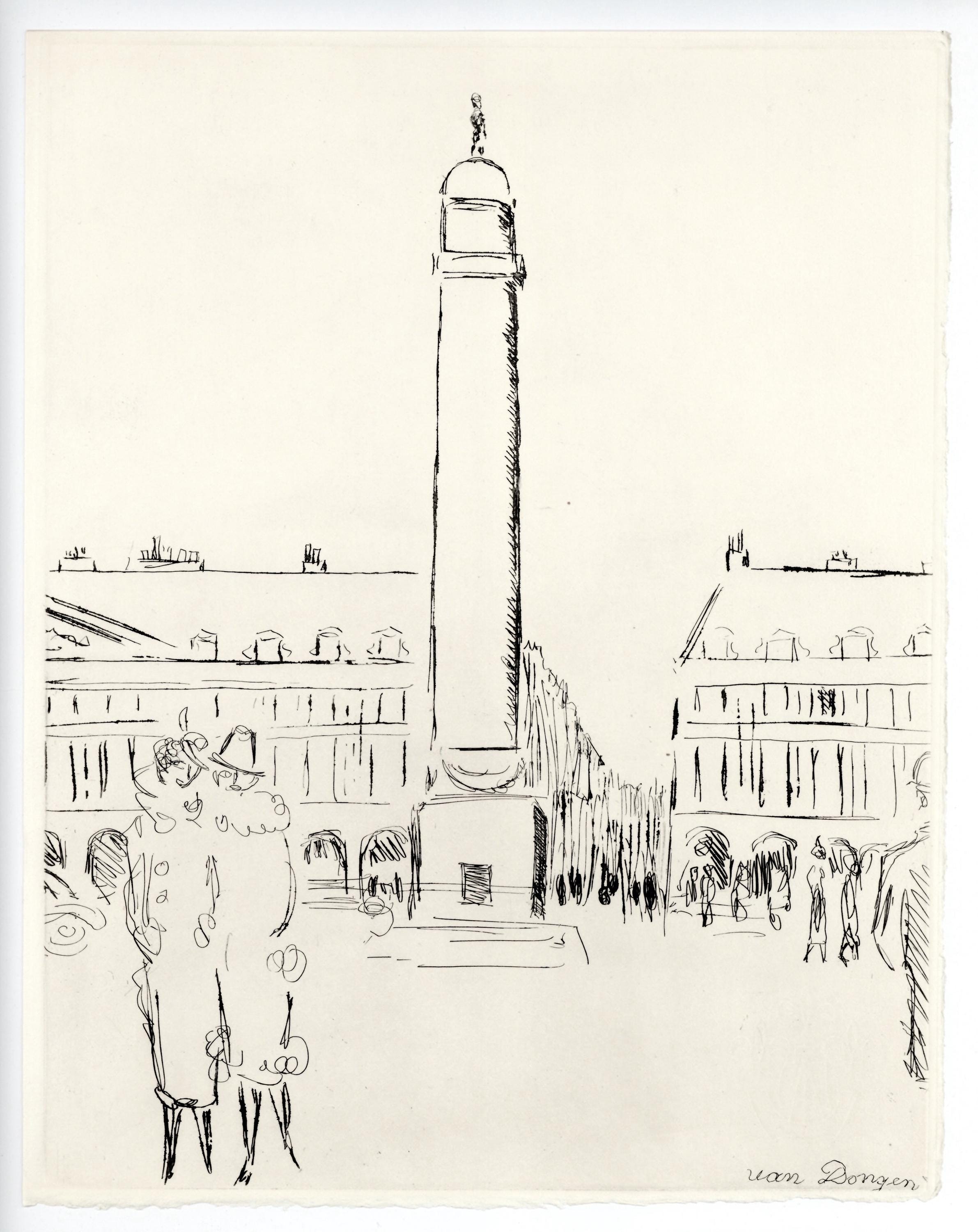 Kees van Dongen, Place Vendôme, A La gloire à Paris, Limited Edition Etching