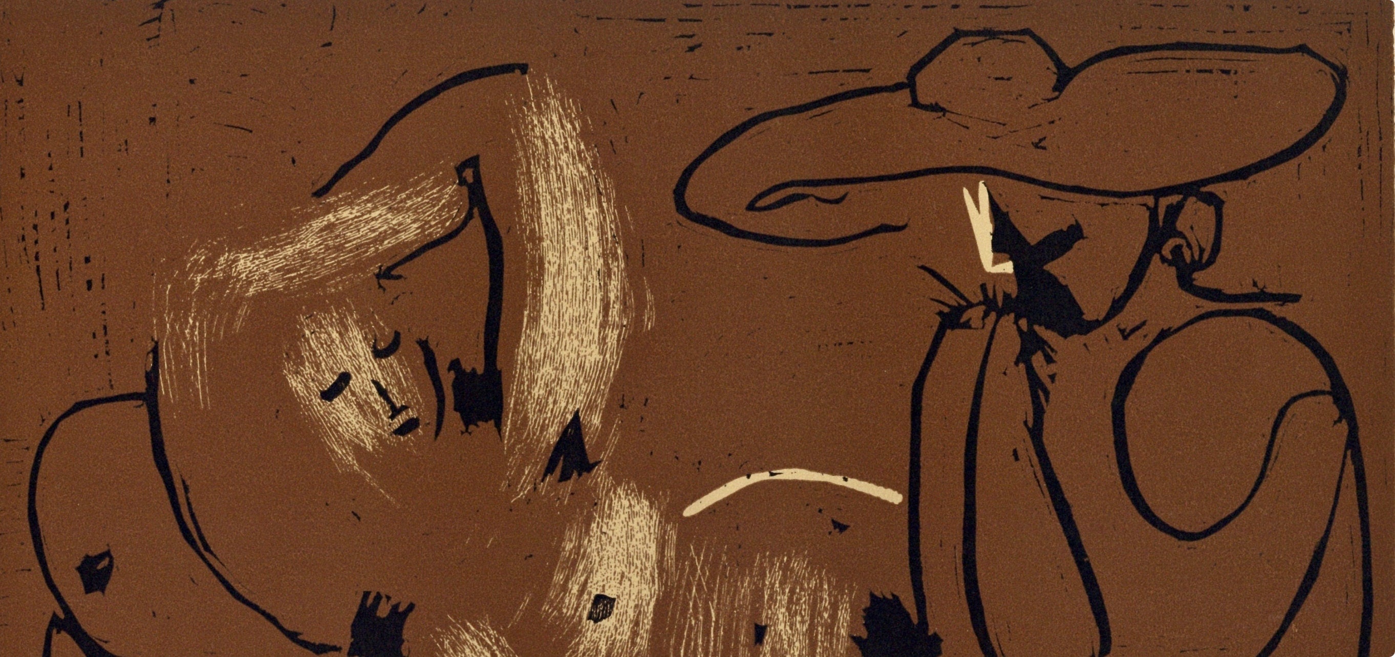 Pablo Picasso, The Aubade with Harmonica Player (Orozco 214), Grabados al linóleo, Limited Edition Linocut