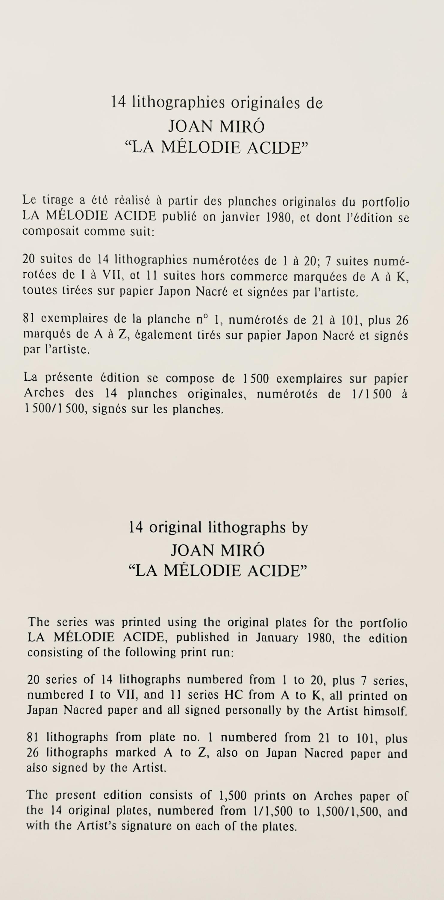 Joan Miró, Composition (Mourlot 1212-1225; Cramer 248), La mélodie acide, Limited Edition Lithograph
