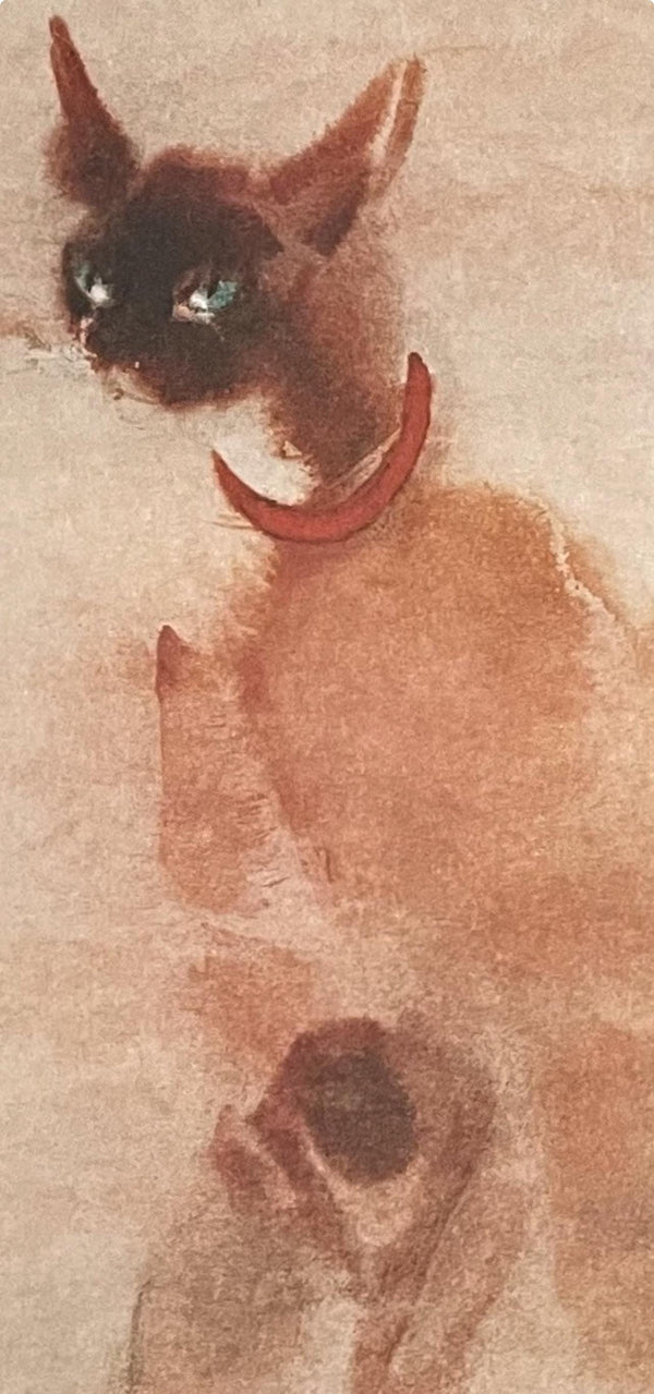 Kaiko Moti, Siamese Cats, Original Edition Offset Lithograph