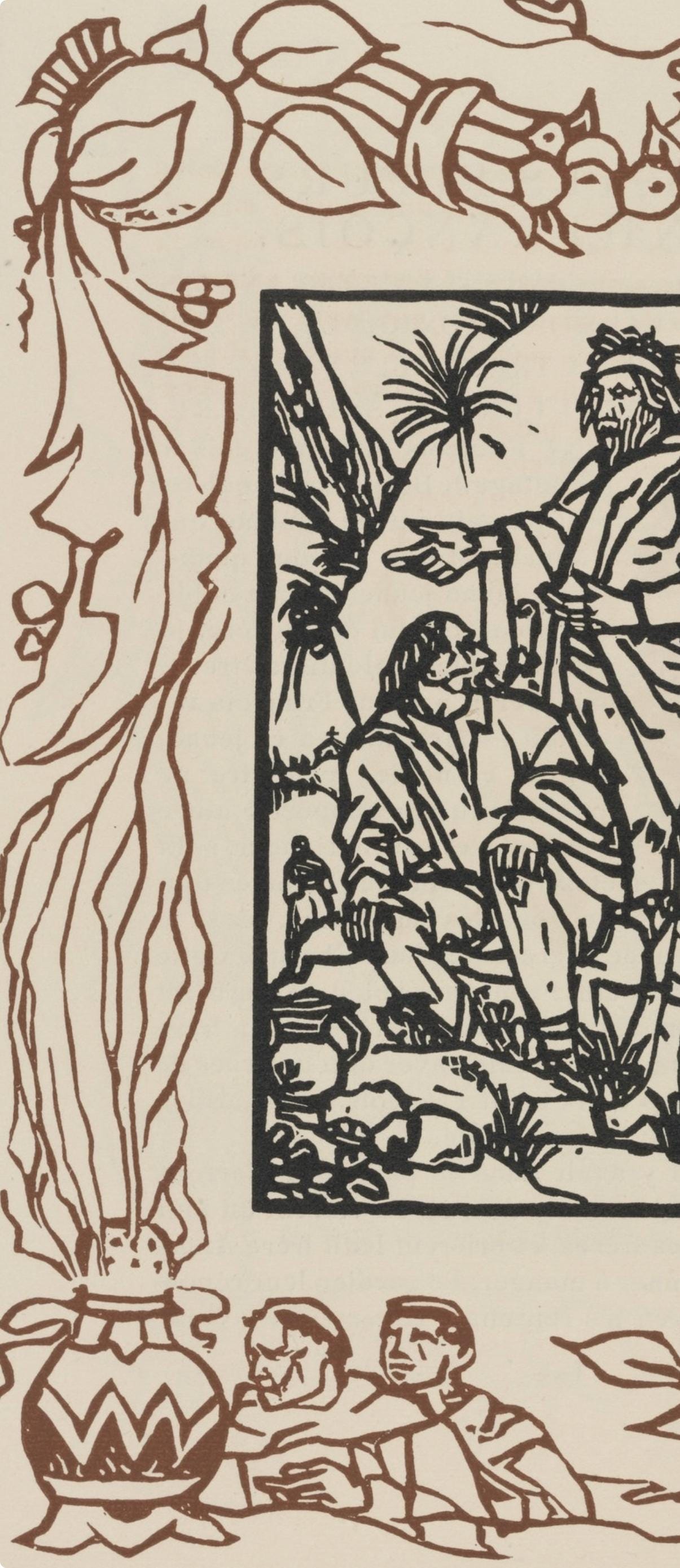 Émile Bernard, Composition (Morane, No. 100), Les Petites Fleurs de St. Françoise, Limited Edition Woodcut