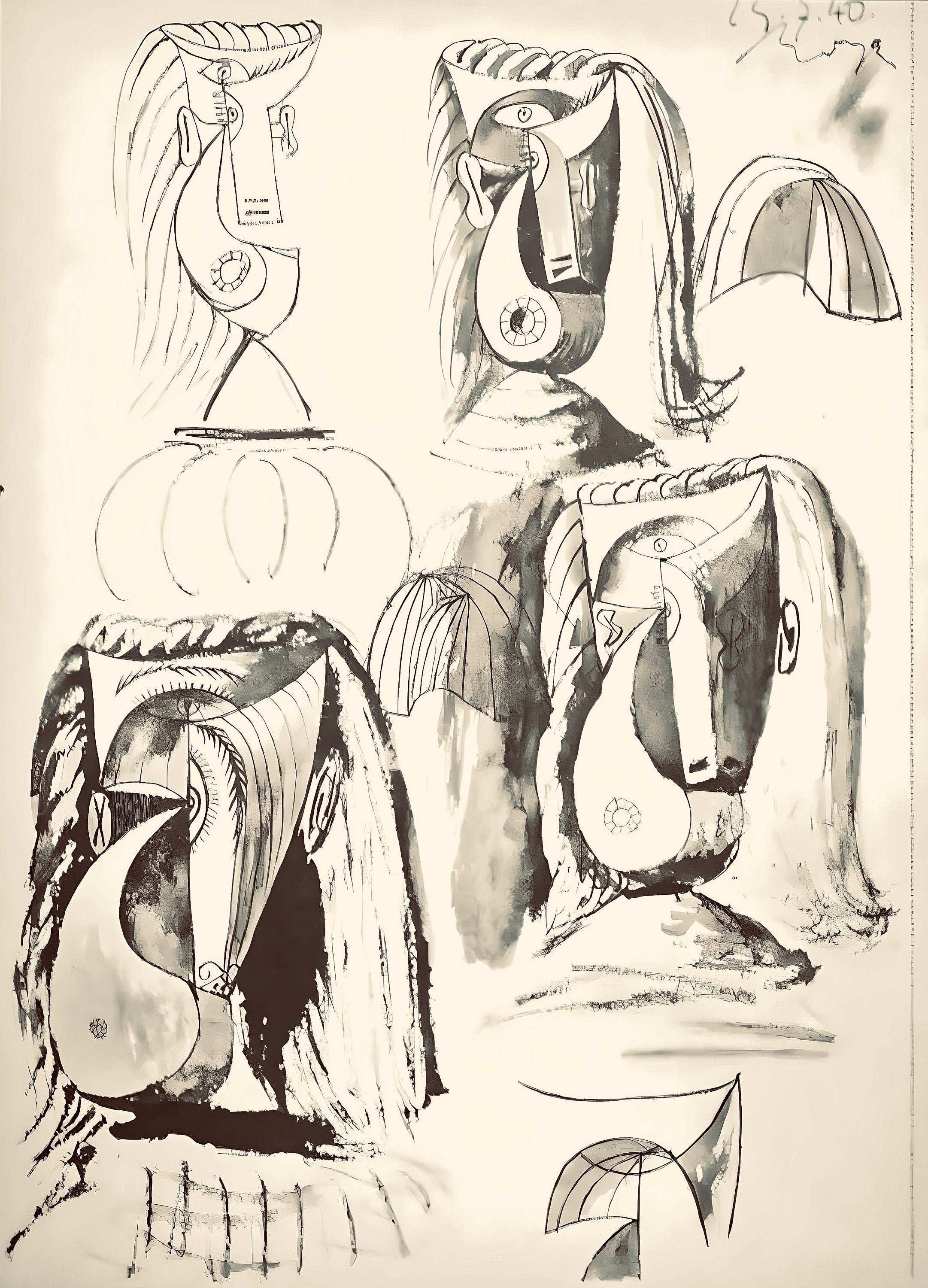 Pablo Picasso, Composition, Carnet de dessins de Picasso, Cahiers d’Art, Limited Edition Lithograph