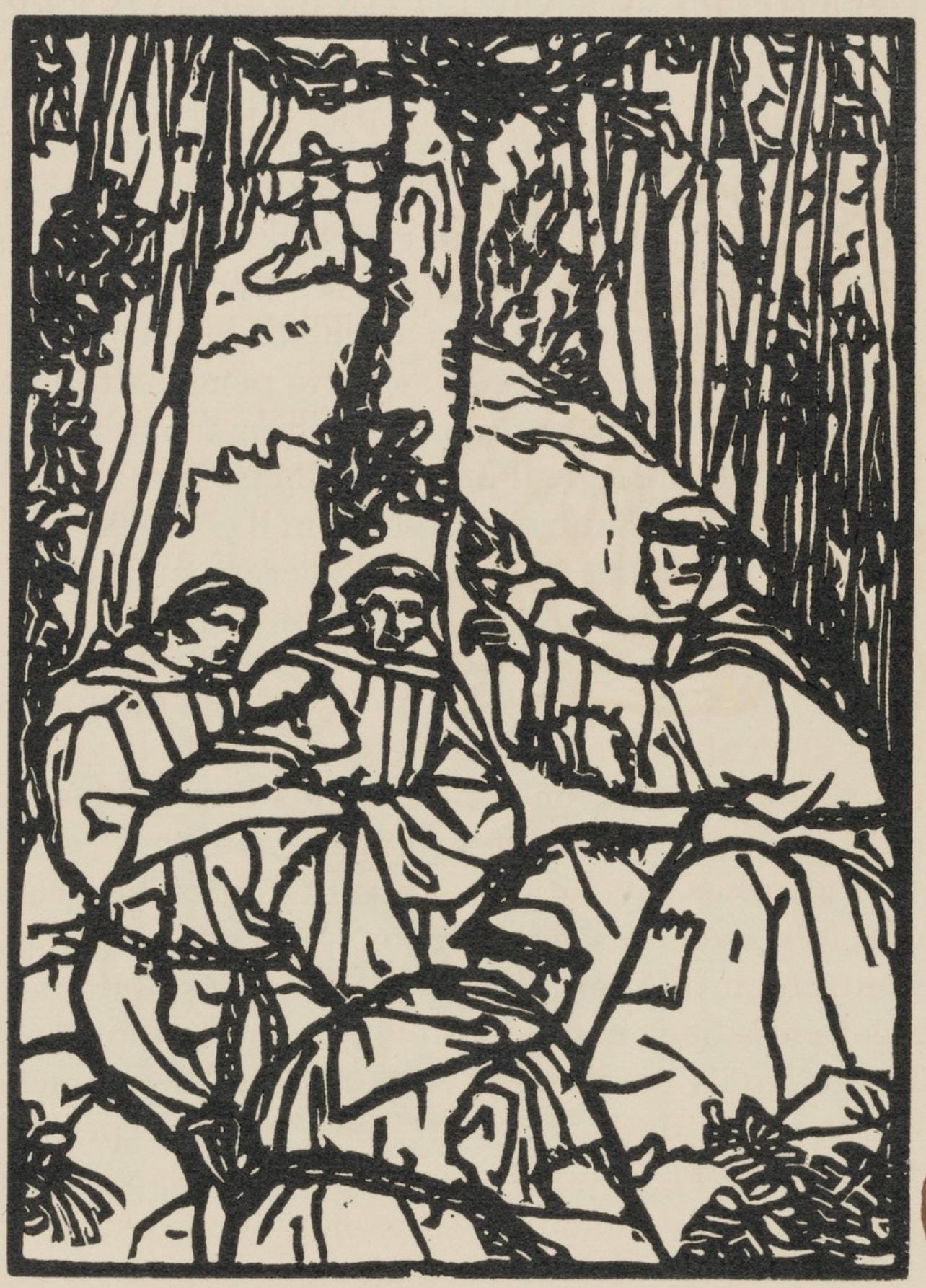 Émile Bernard, Composition (Morane, No. 100), Les Petites Fleurs de St. Françoise, Limited Edition Woodcut