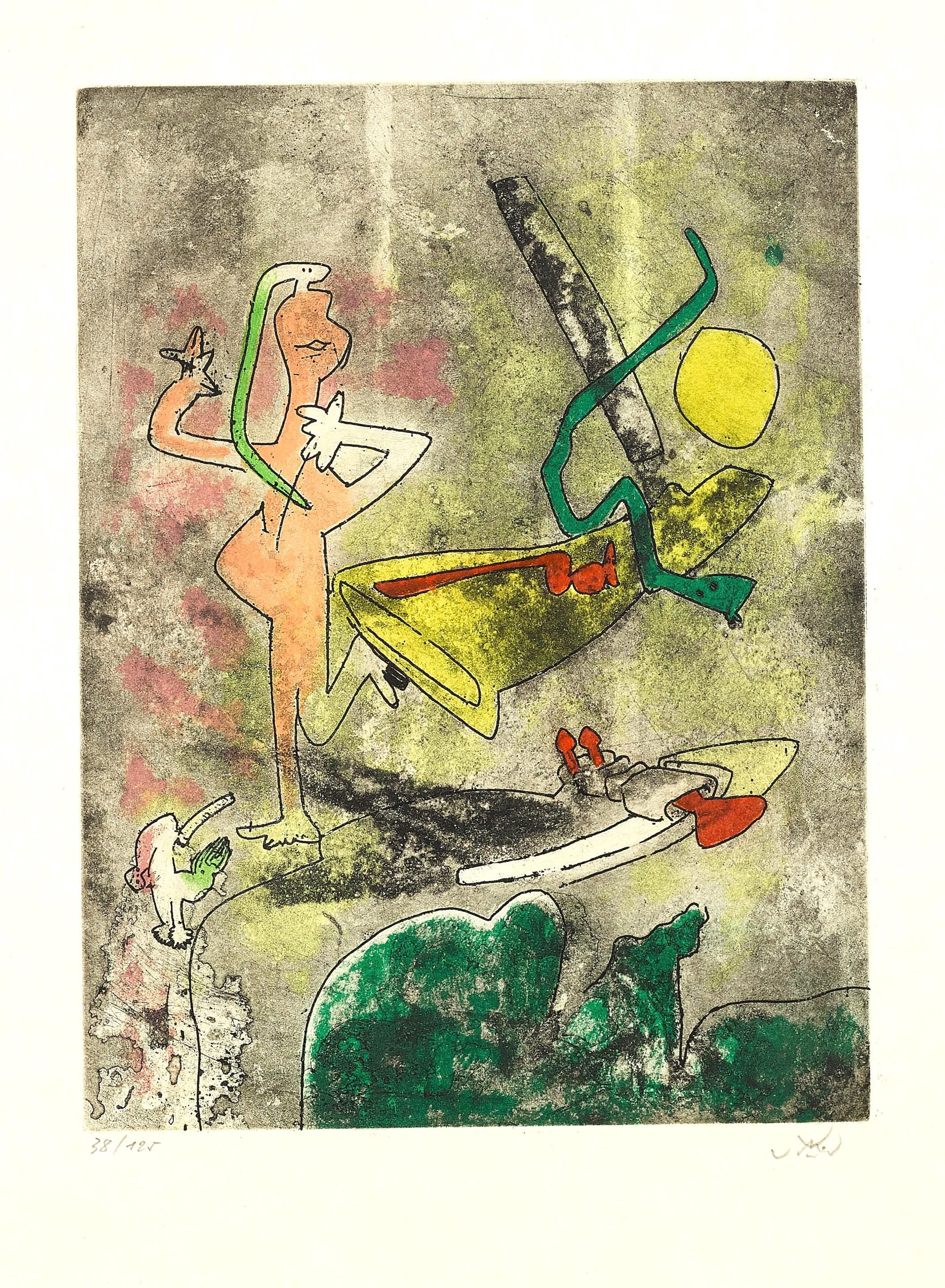 Roberto Matta, Composition (Sabatier 393), Centre Noeuds, Limited Edition Etching