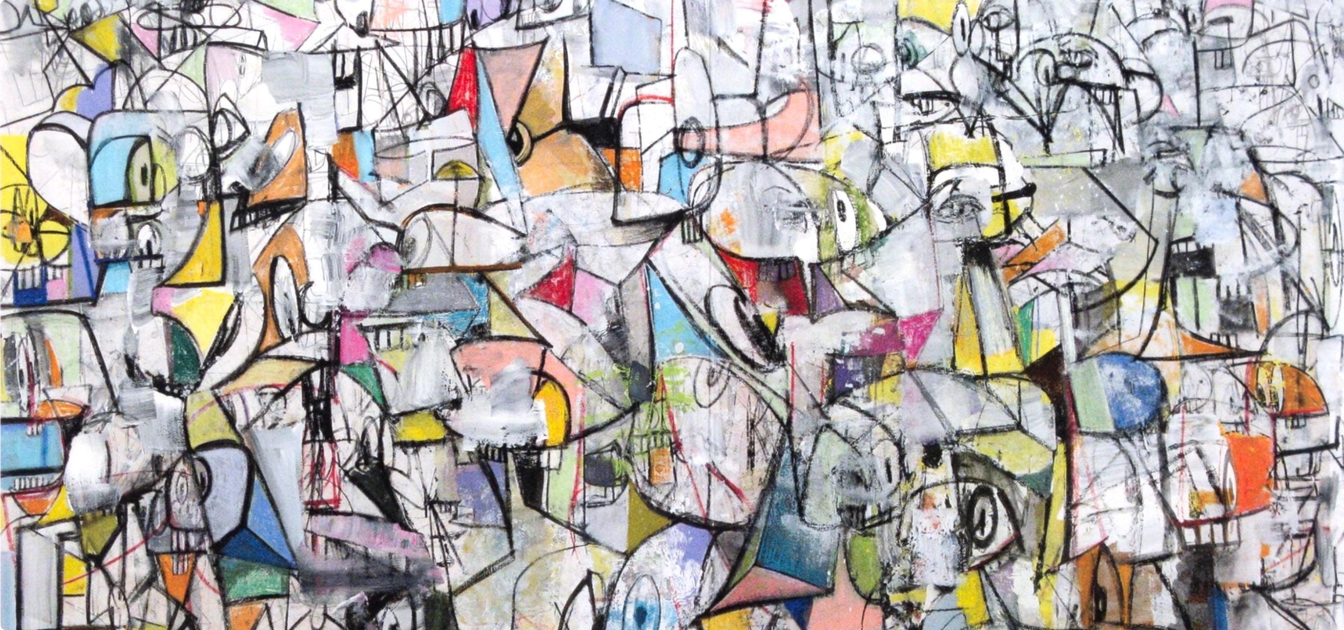 George Condo, Compression VI, Drawing Paintings, Limited Edition Four Color Process Print