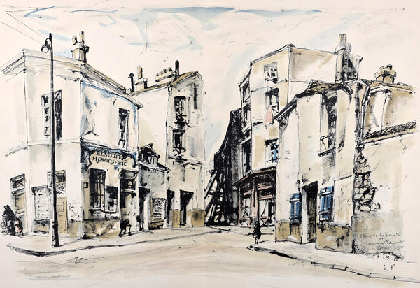 Léonard Tsugouharu Foujita (藤田 嗣治), Rue de la Santé, Au Temps de Paris Seine, Limited Edition Lithograph