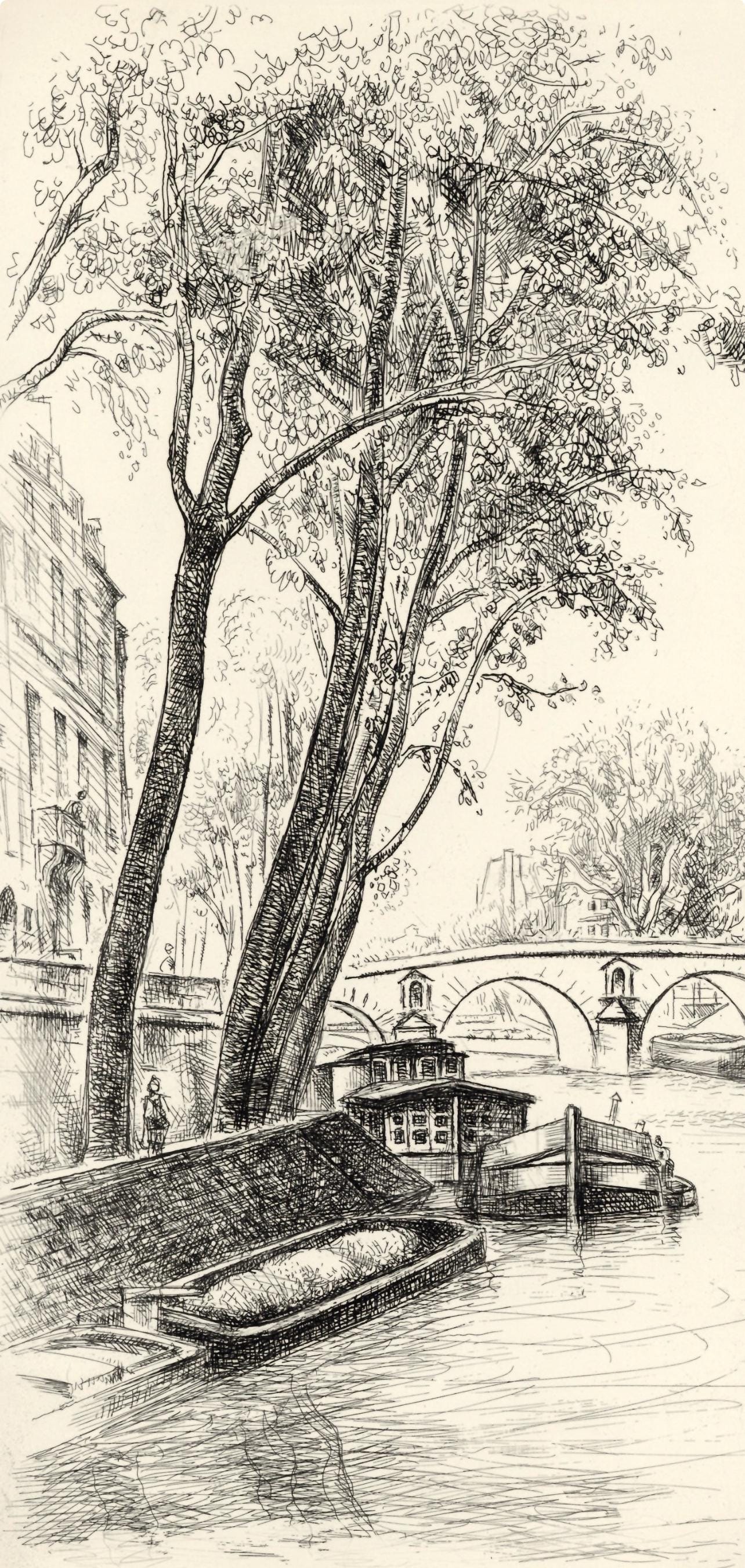 Robert Lotiron, Île Saint-Louis, A La gloire à Paris, Limited Edition Etching
