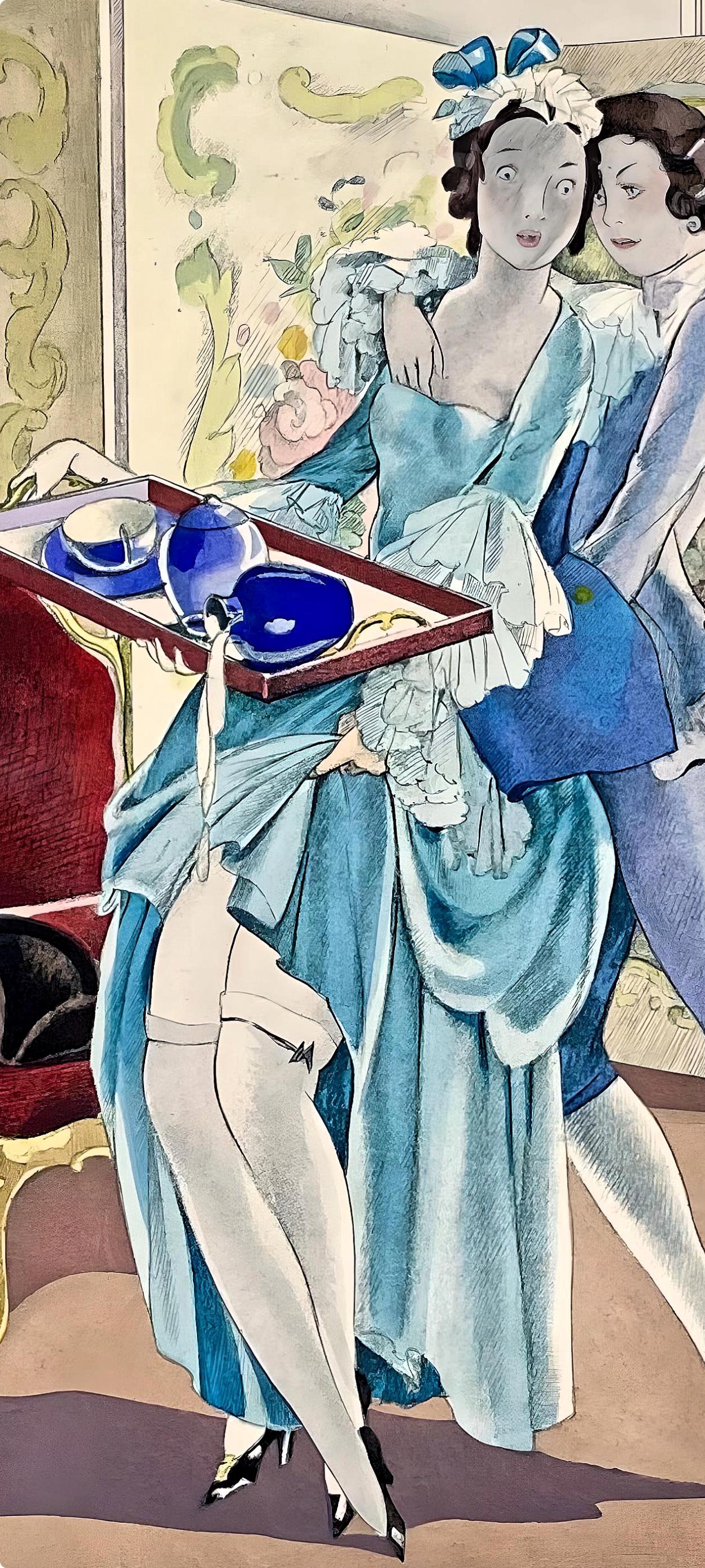 Umberto Brunelleschi, Composition, La Leçon d'amour dans un parc, Limited Edition Lithograph
