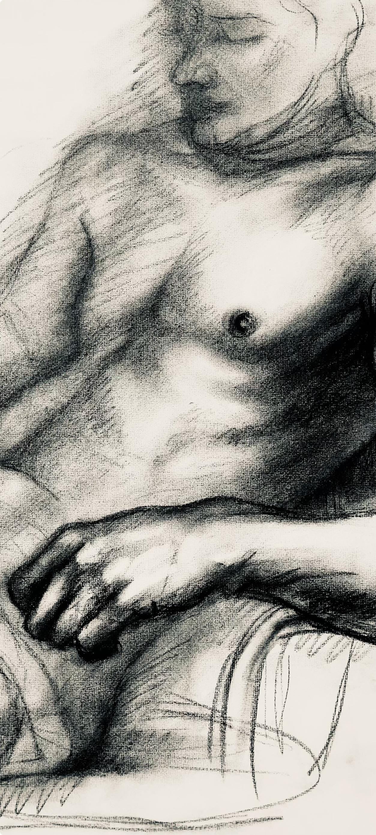 Ian Hornak, Renaissance Male Nude Figure Study, 1963, Original Drawing