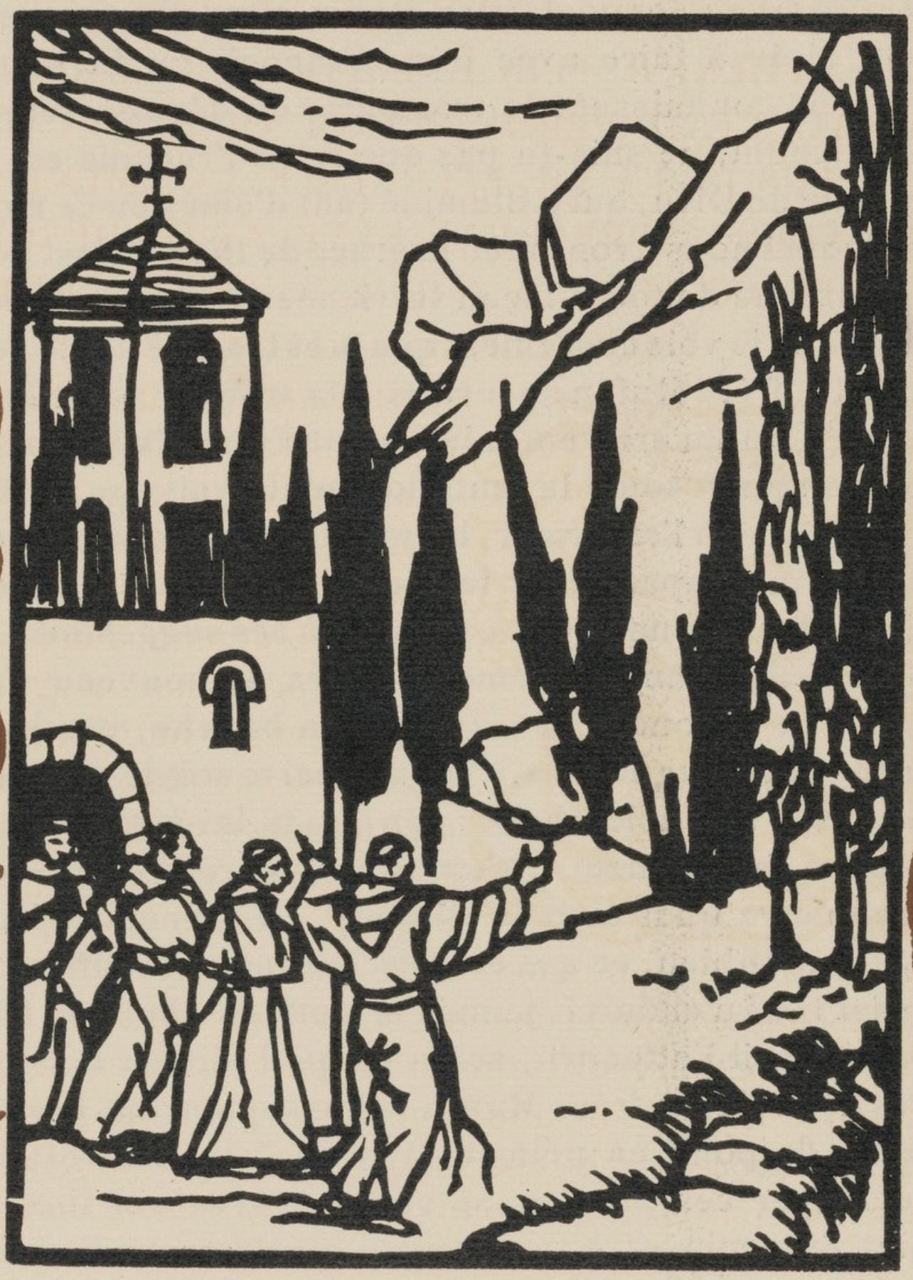 Émile Bernard, Composition (Morane, No. 100), Les Petites Fleurs de St. Françoise, Limited Edition Woodcut