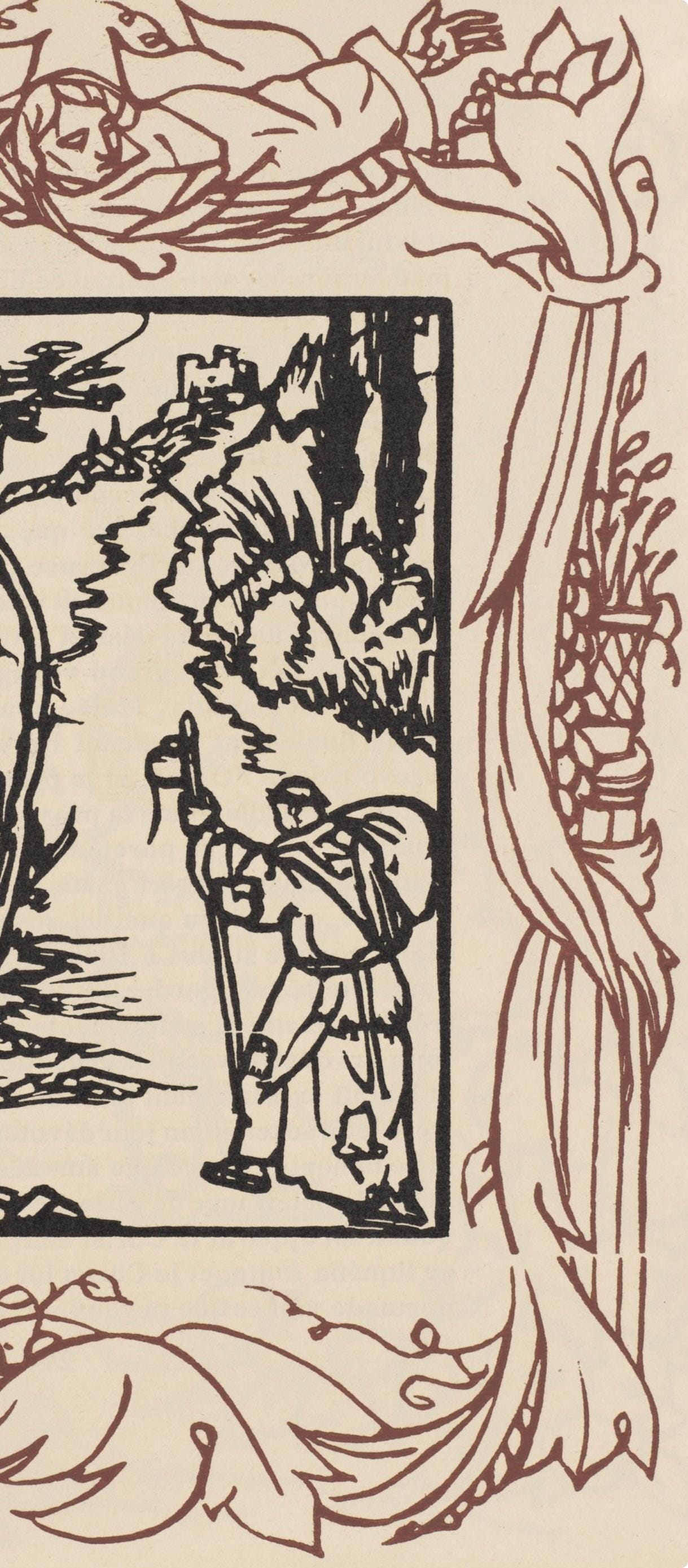 Émile Bernard, Composition (Morane, No. 100), Les Petites Fleurs de St. Françoise, Limited Edition Woodcut