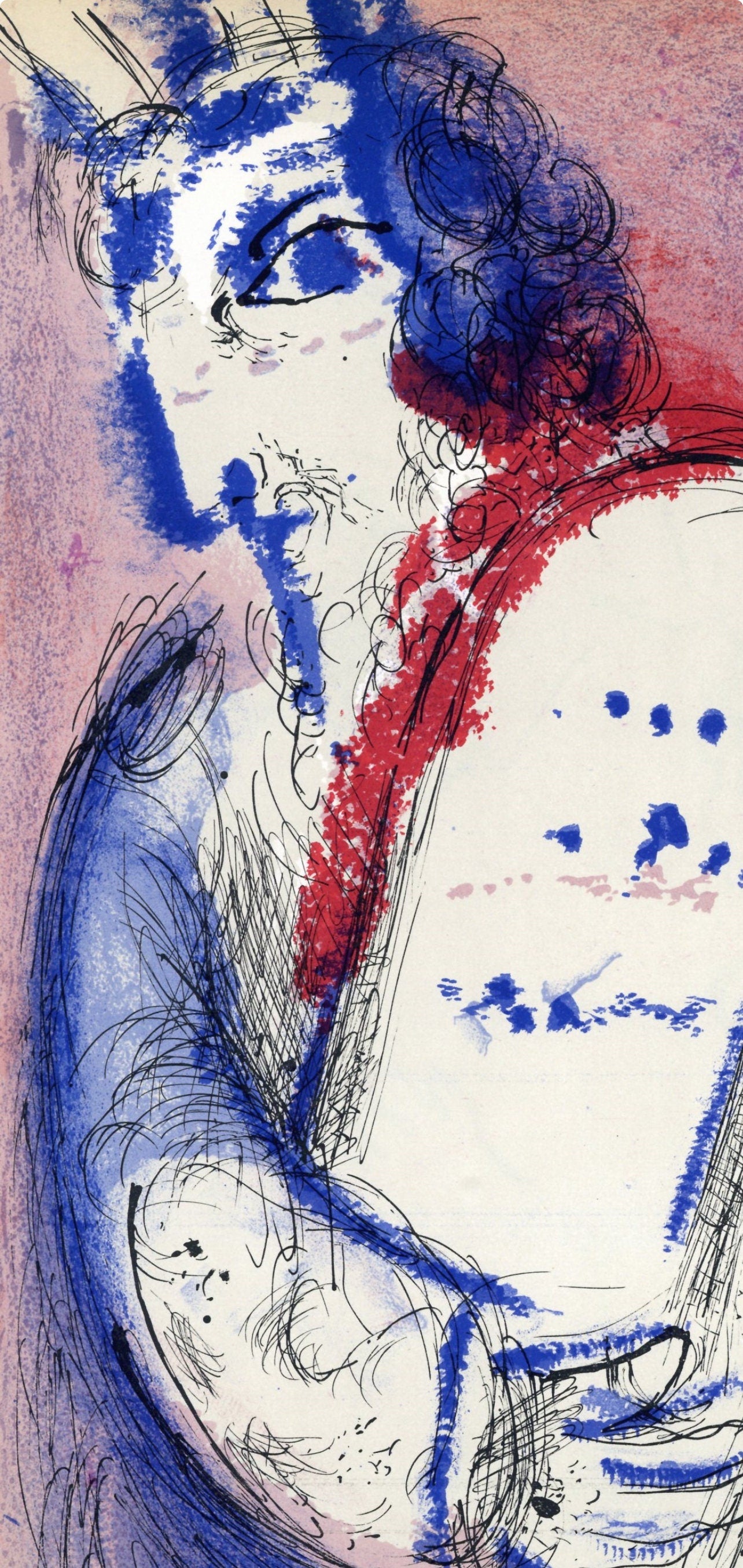 Marc Chagall, Moses II (Mourlot 117-46; Cramer 25), Drawings from the Bible by Marc Chagall, Verve: Revue, Limited Edition Lithograph