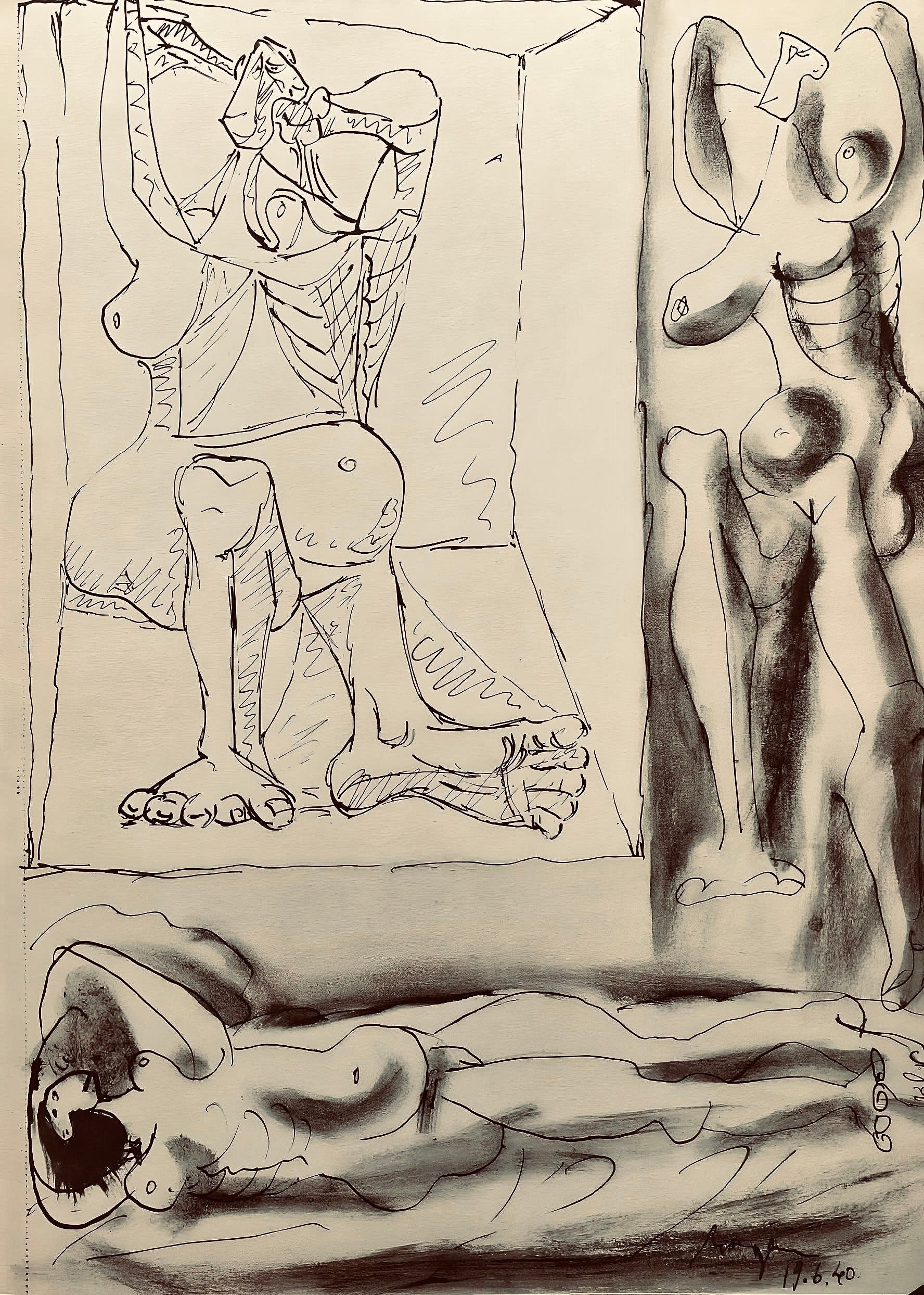 Pablo Picasso, Composition, Carnet de dessins de Picasso, Cahiers d’Art, Limited Edition Lithograph