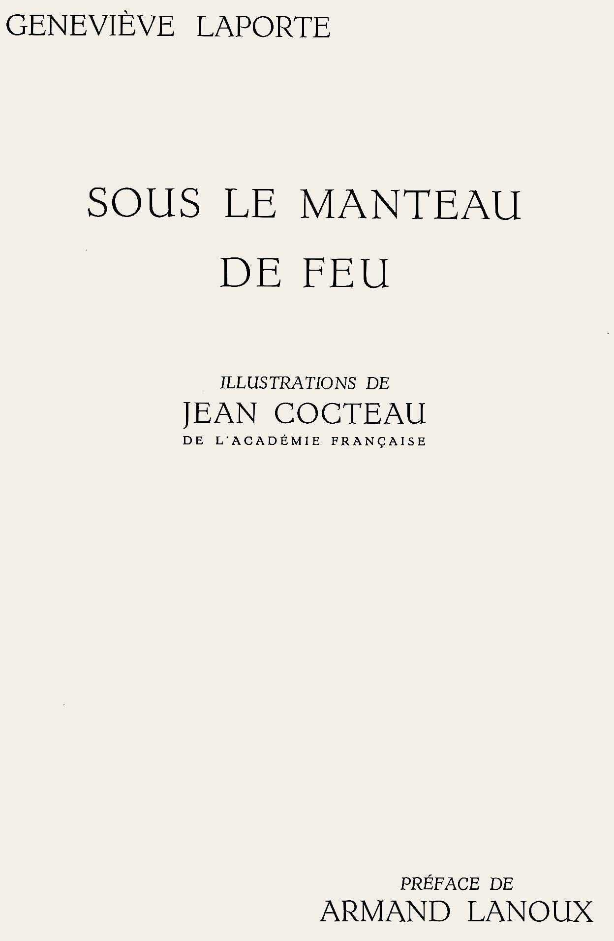 Jean Cocteau, Composition, Sous le Manteau de Feu, Limited Edition Lithograph