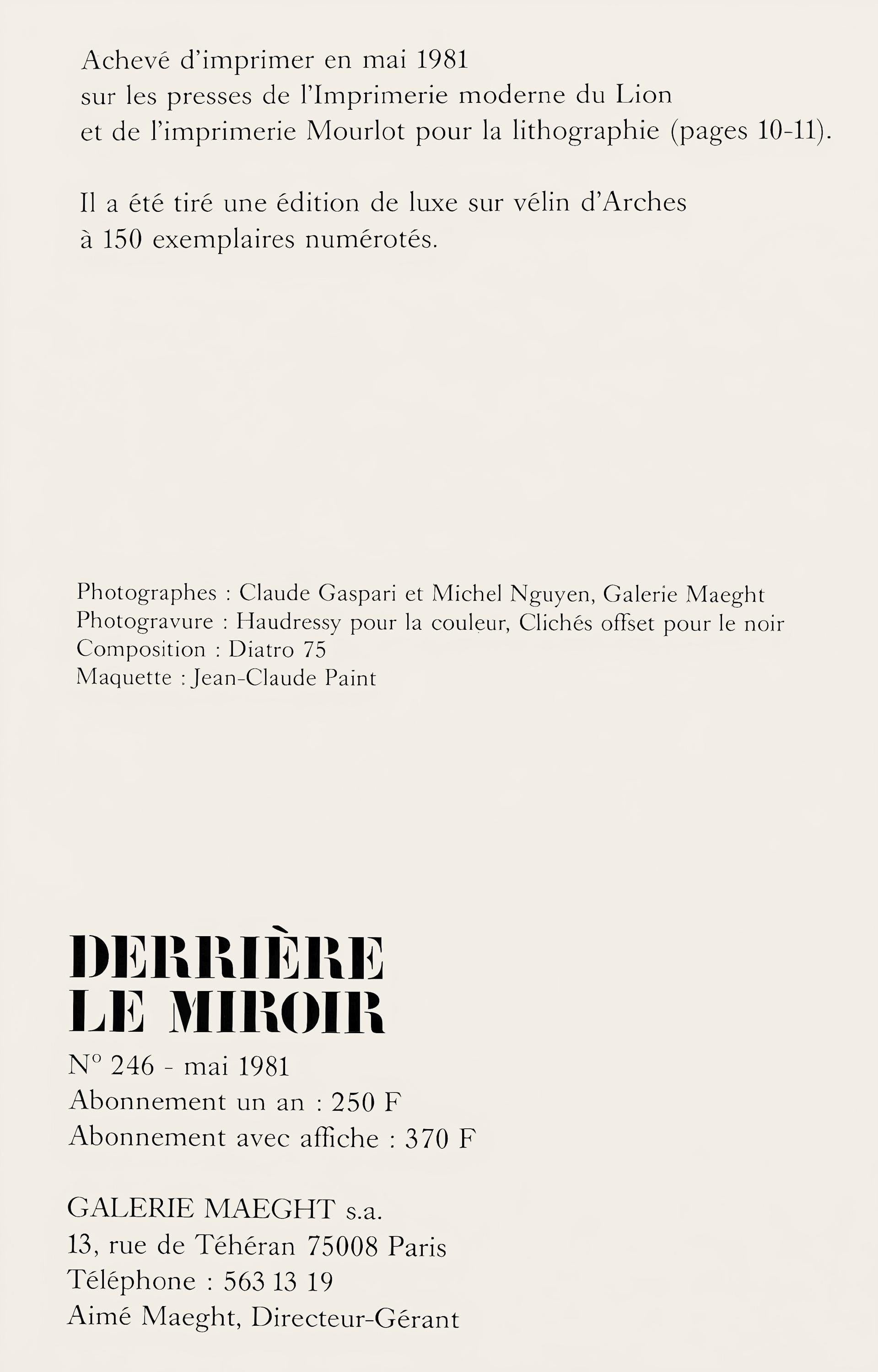 Marc Chagall, Composition (Cramer 111; Mourlot 992), Derrière le miroir, Limited Edition Lithograph