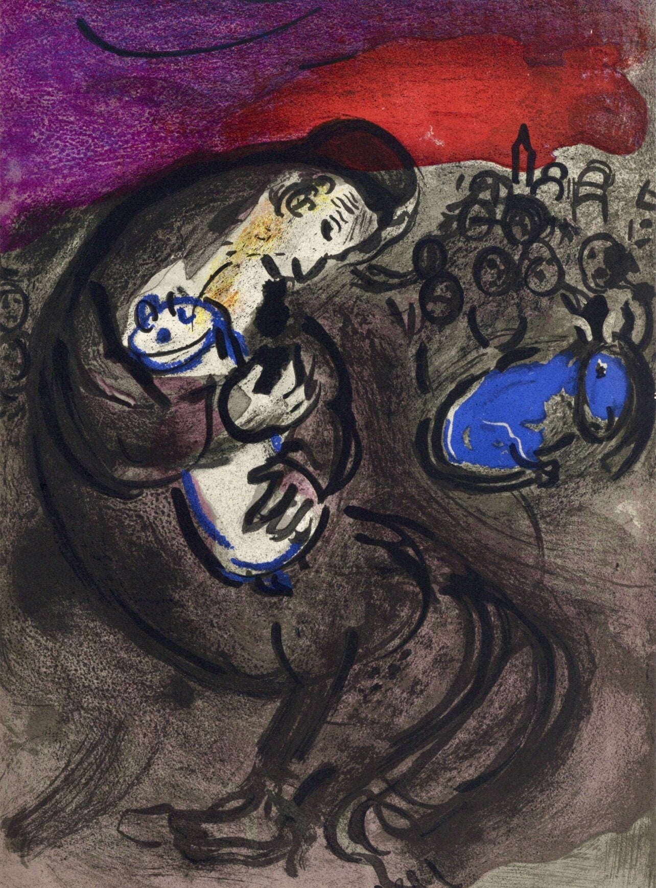 Marc Chagall, Lamentations of Jeremiah (Mourlot 117-46; Cramer 25), Drawings from the Bible, Verve: Revue, Limited Edition Lithograph