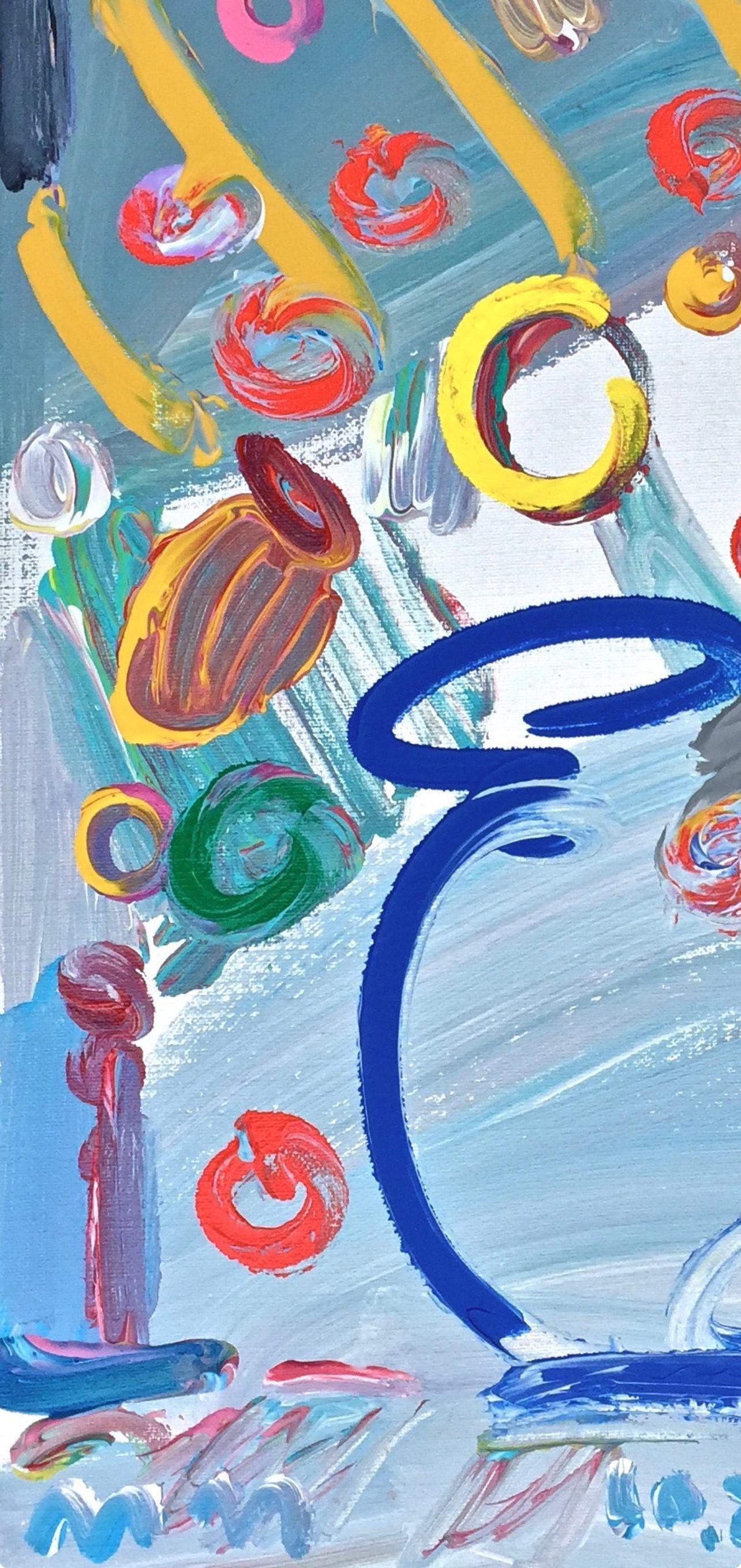 Peter Max, Flower Vase, Hand Signed, Acrylic Painting